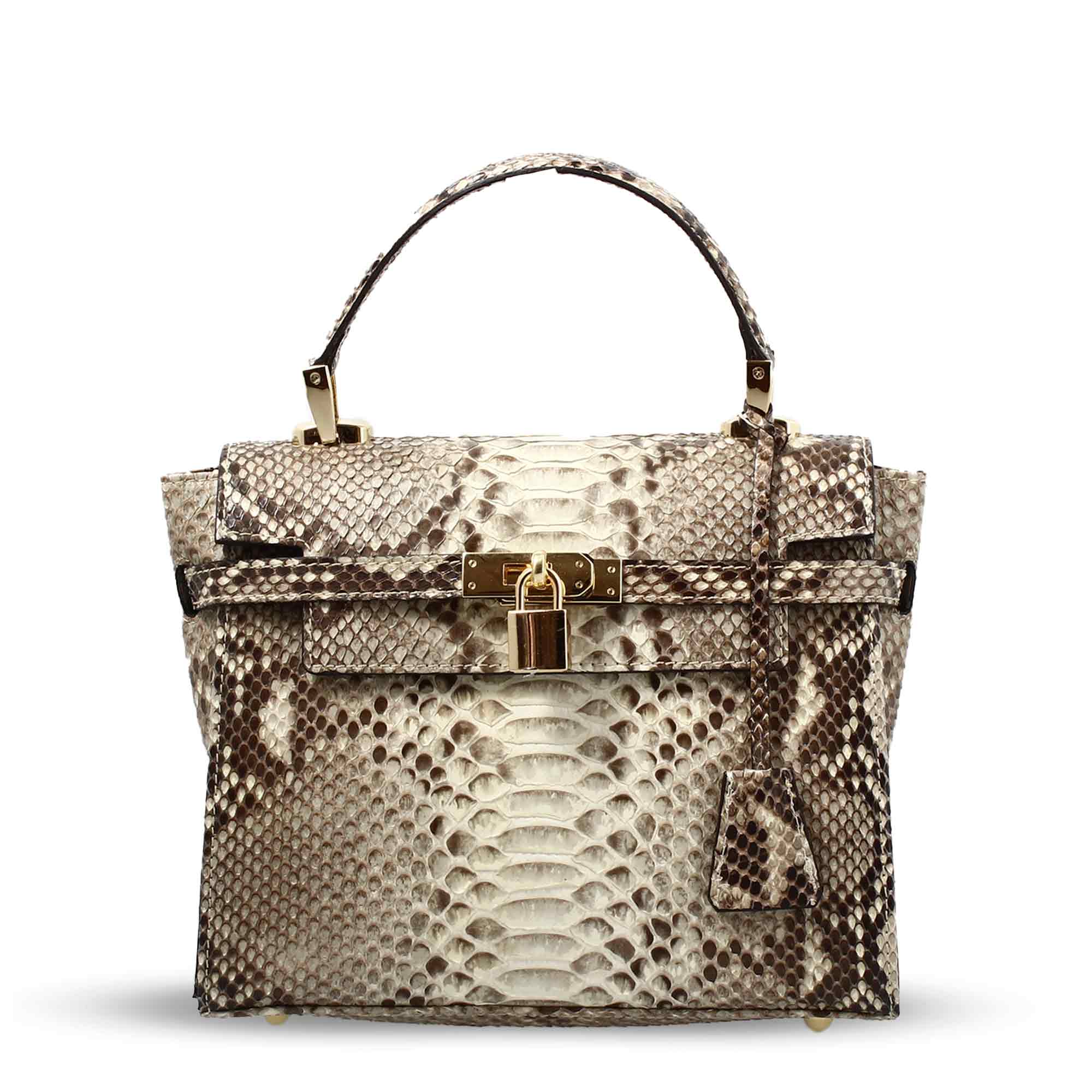 Handmade women's handbag in brown fine leather