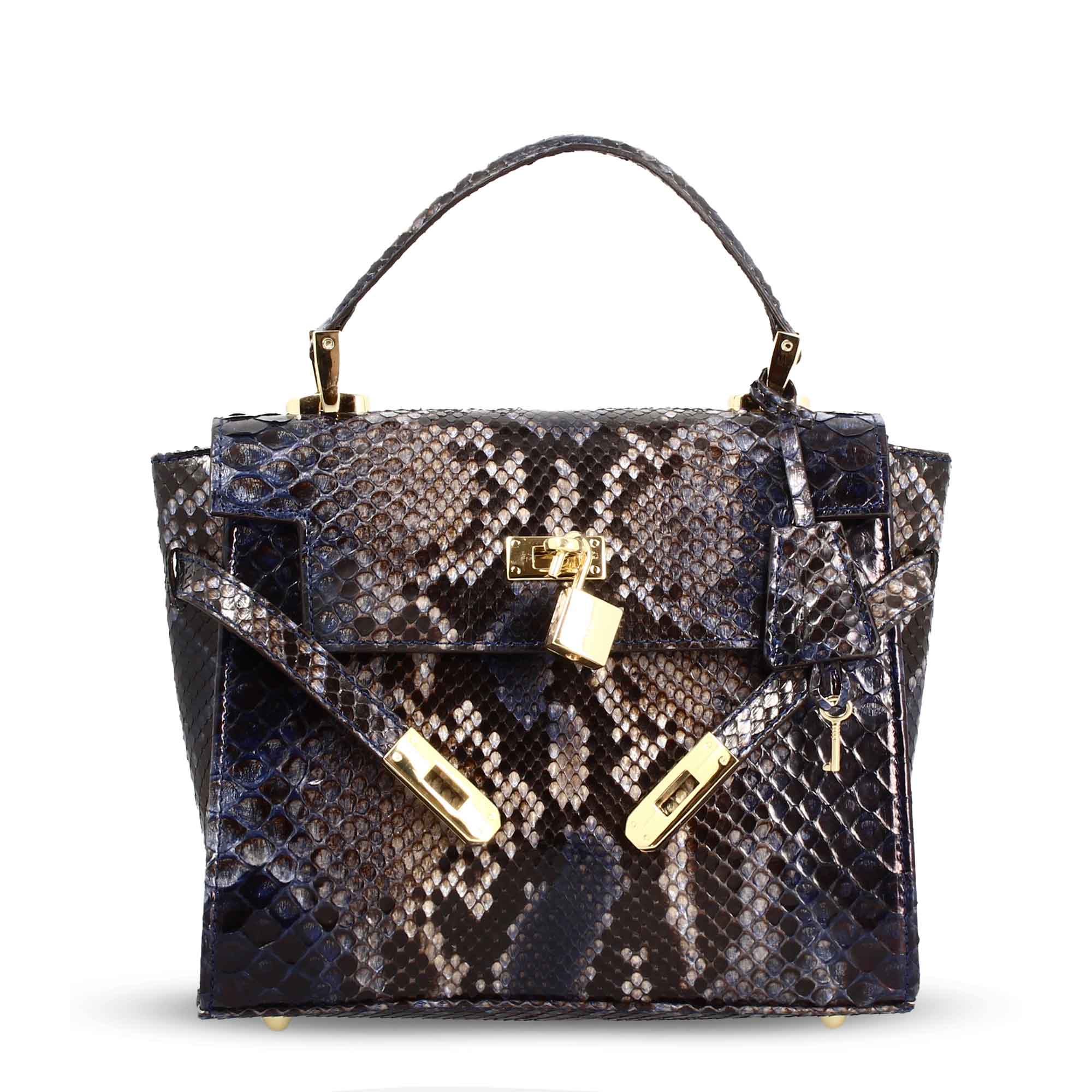 Women's Handcrafted Handbag in Fine Blue Leather