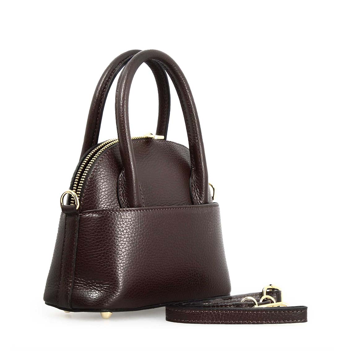 Borsa a mano da donna Sofia piccola in pelle marrone scuro