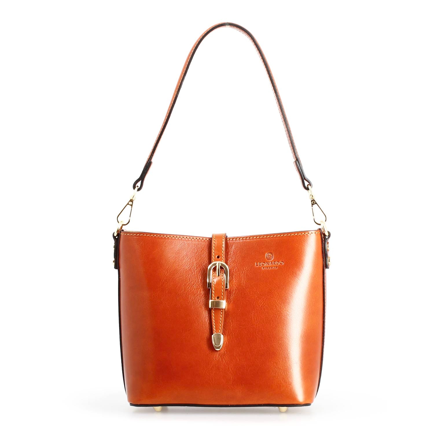 Borsa a spalla Atena da donna in pelle arancione