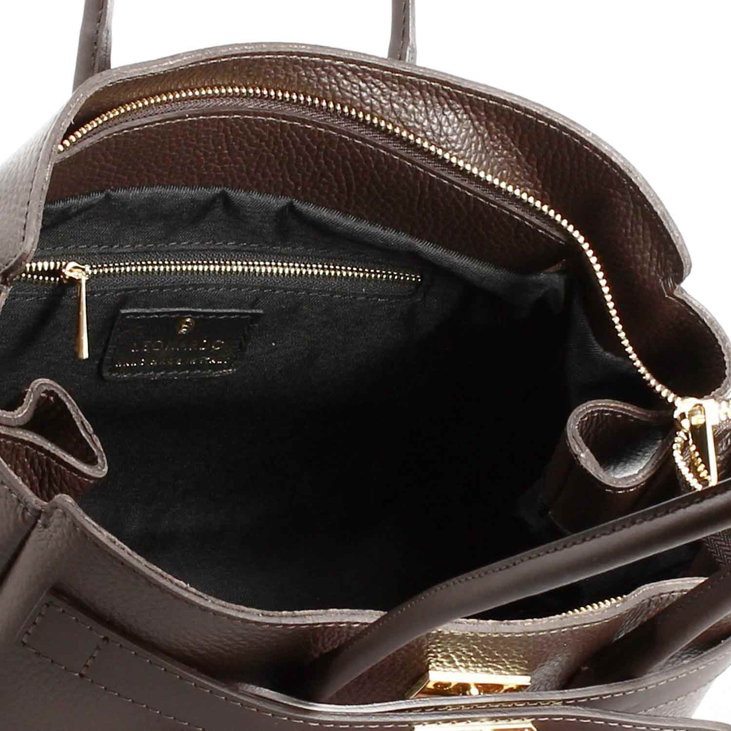 Dark brown leather shoulder bag Giulia for women