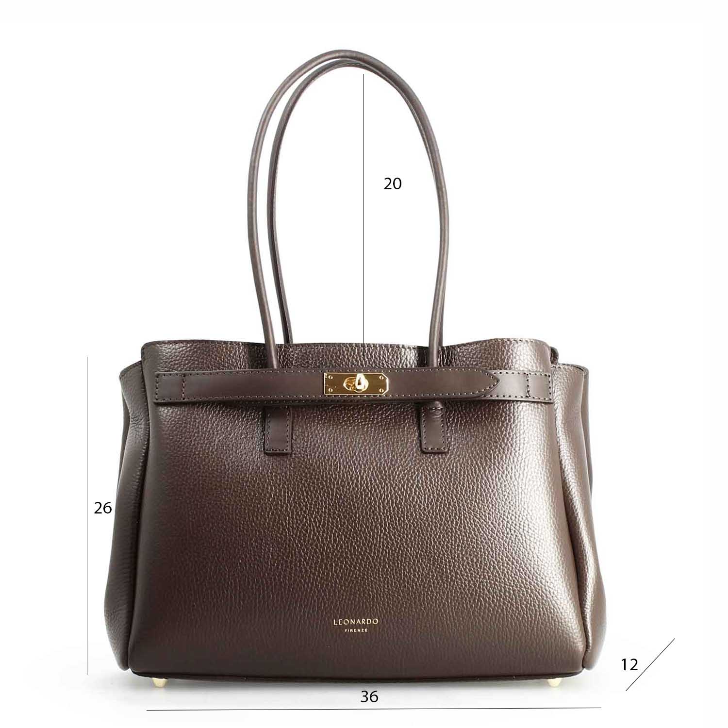 Dark brown leather shoulder bag Giulia for women