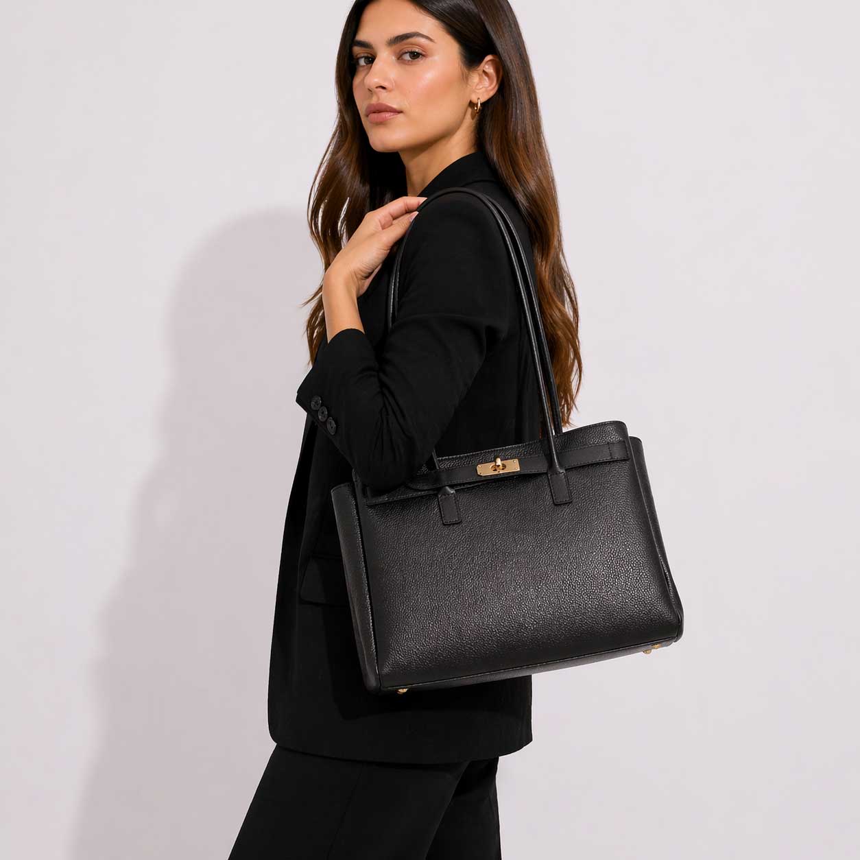 Sac à bandoulière pour femme en cuir noir Giulia