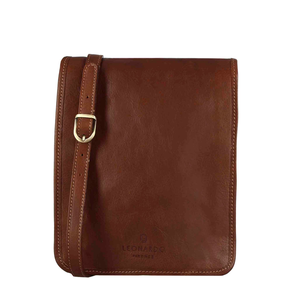 Borsello Uomo Tracolla Jeep In Pelle – Marrone Chiaro, 25x20x6 Cm