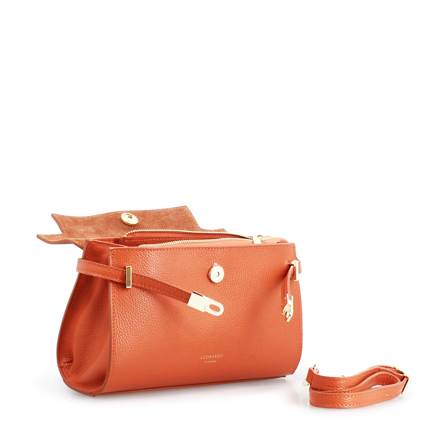 Borsa a mano Emily da donna in pelle arancione