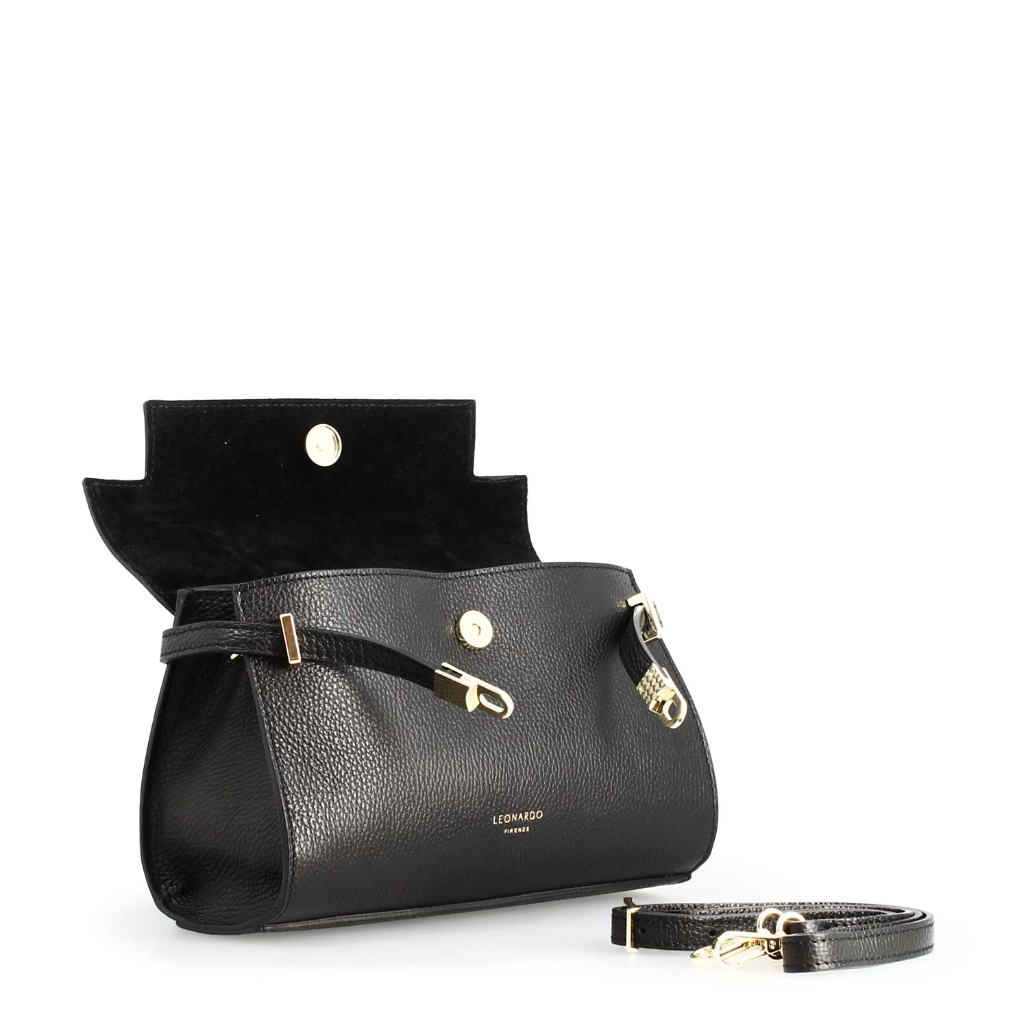 Borsa a mano Emily da donna in pelle nera