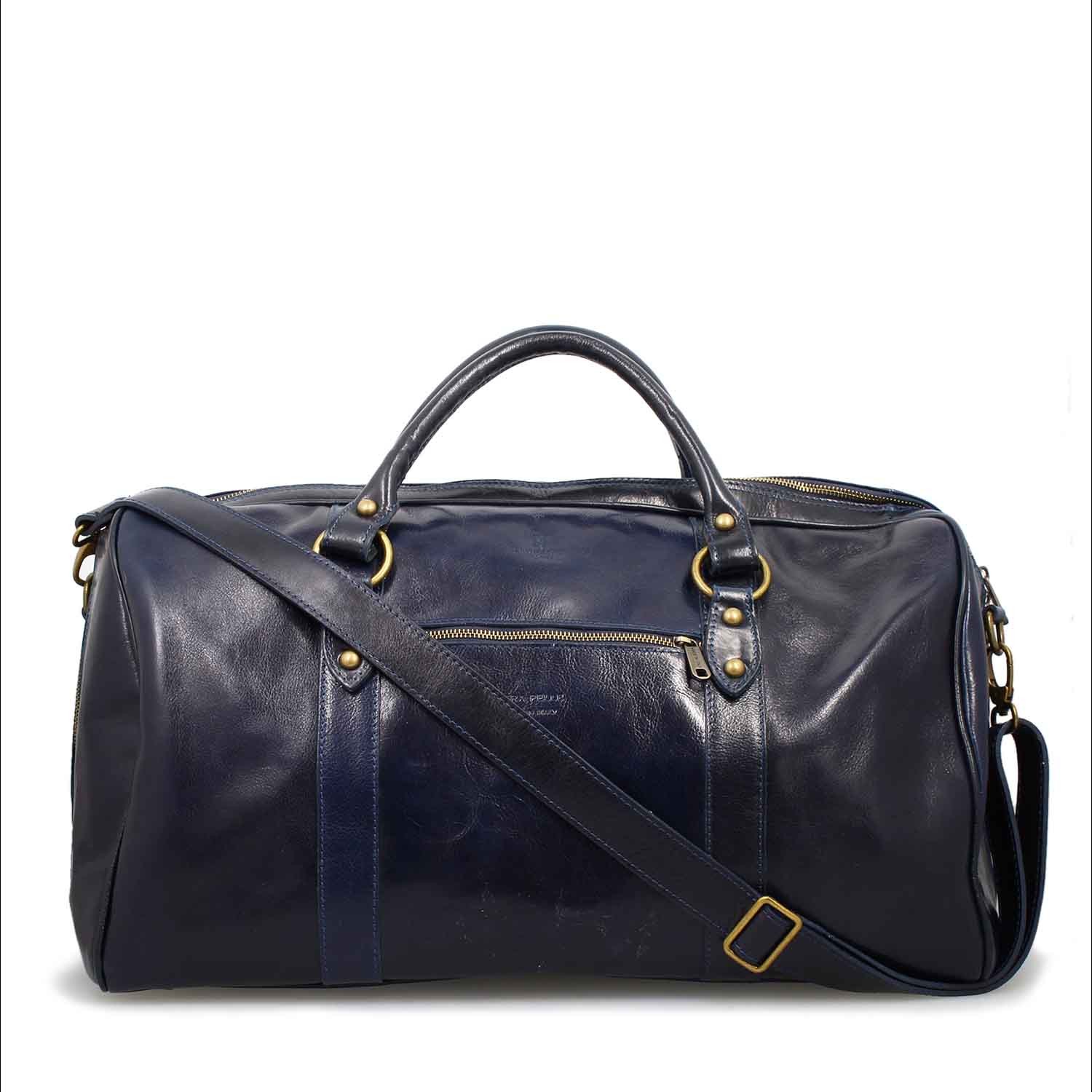 Marco blau reisetasche aus pflanzlich gegerbtem leder