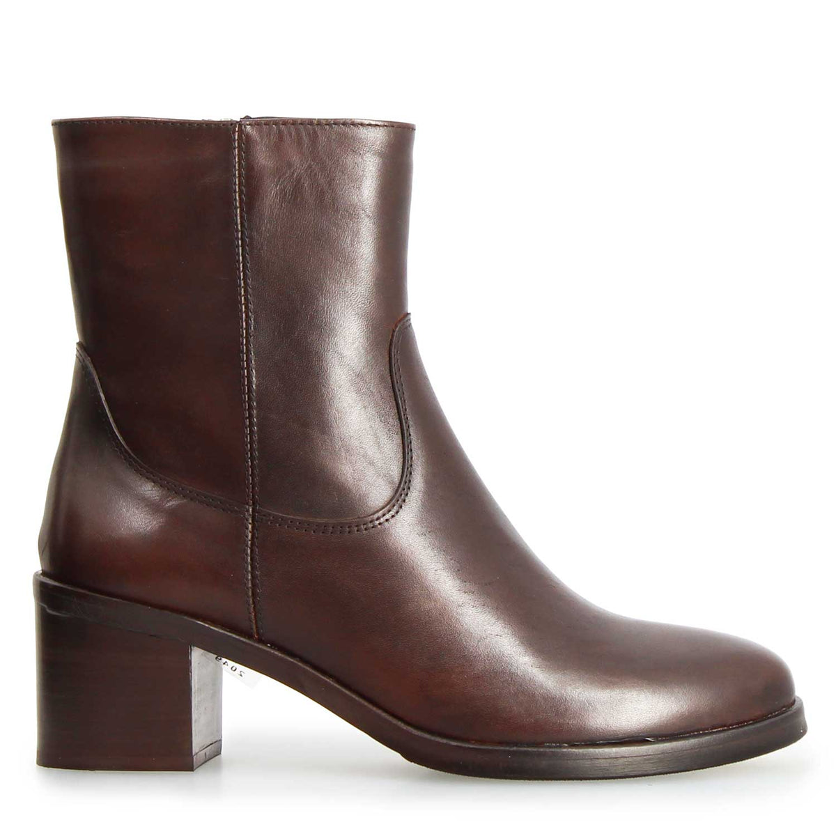 Calliope - Stivaletto tacco alto da donna in pelle marrone scuro