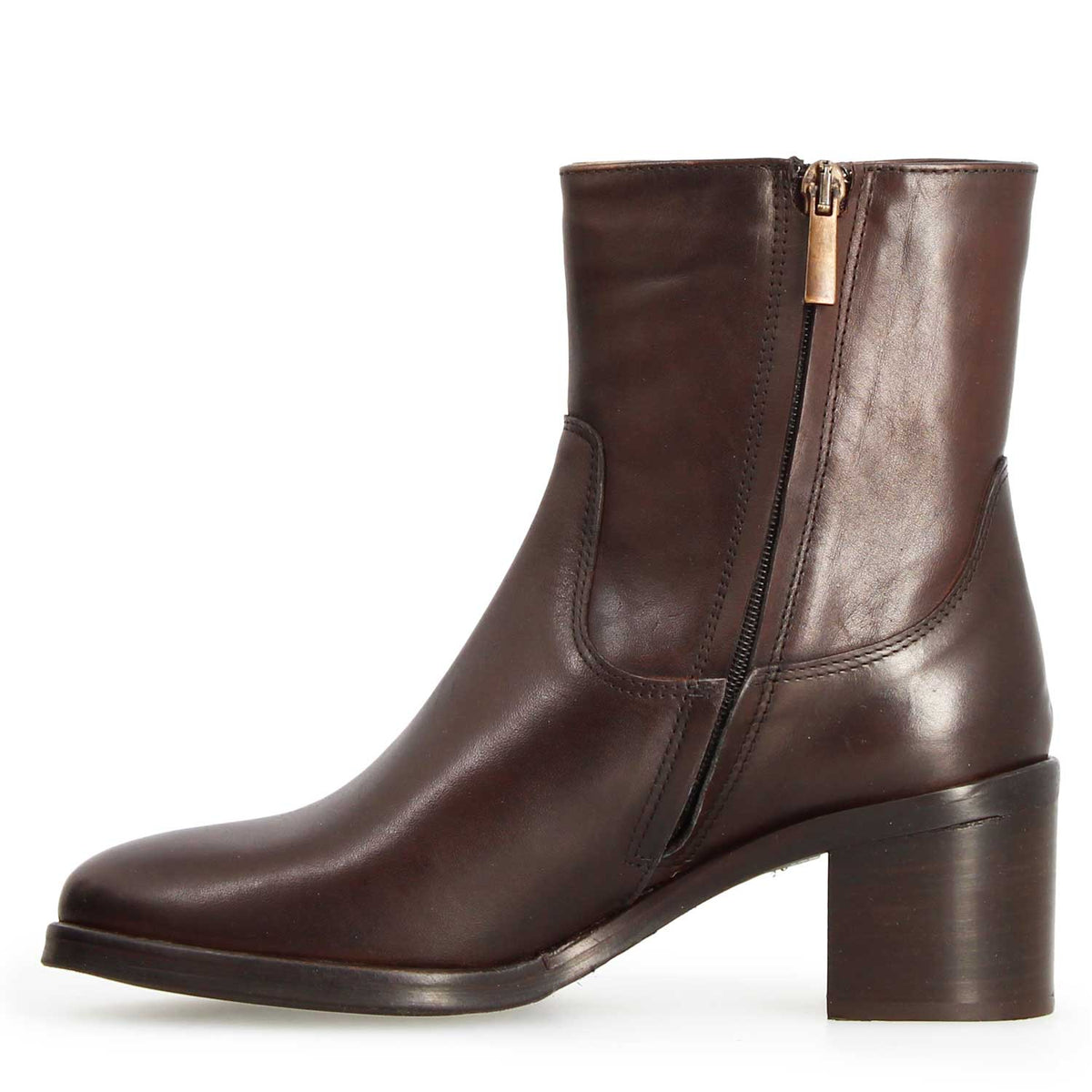 Calliope - Stivaletto tacco alto da donna in pelle marrone scuro