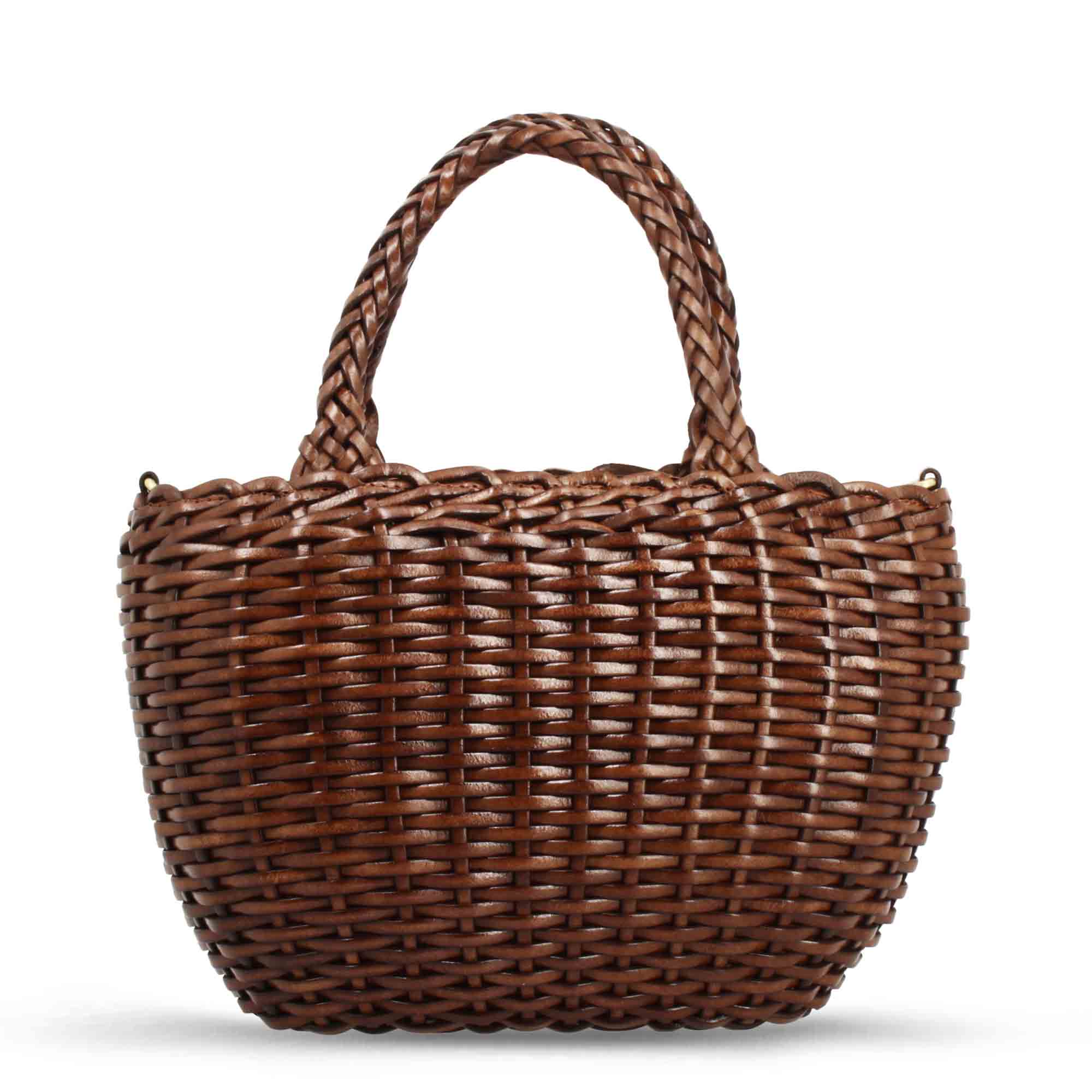 Borsa Canestra L artigianale in pelle intrecciata marrone