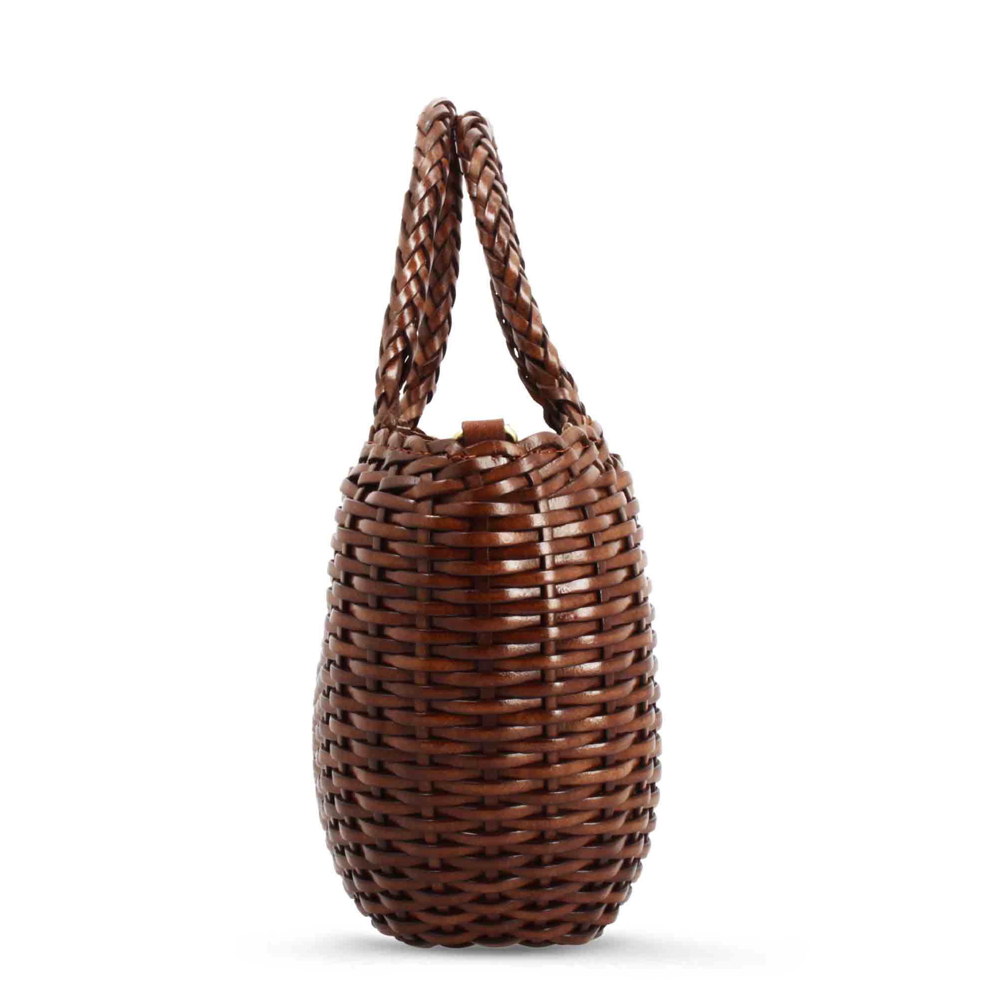 Borsa Canestra L artigianale in pelle intrecciata marrone