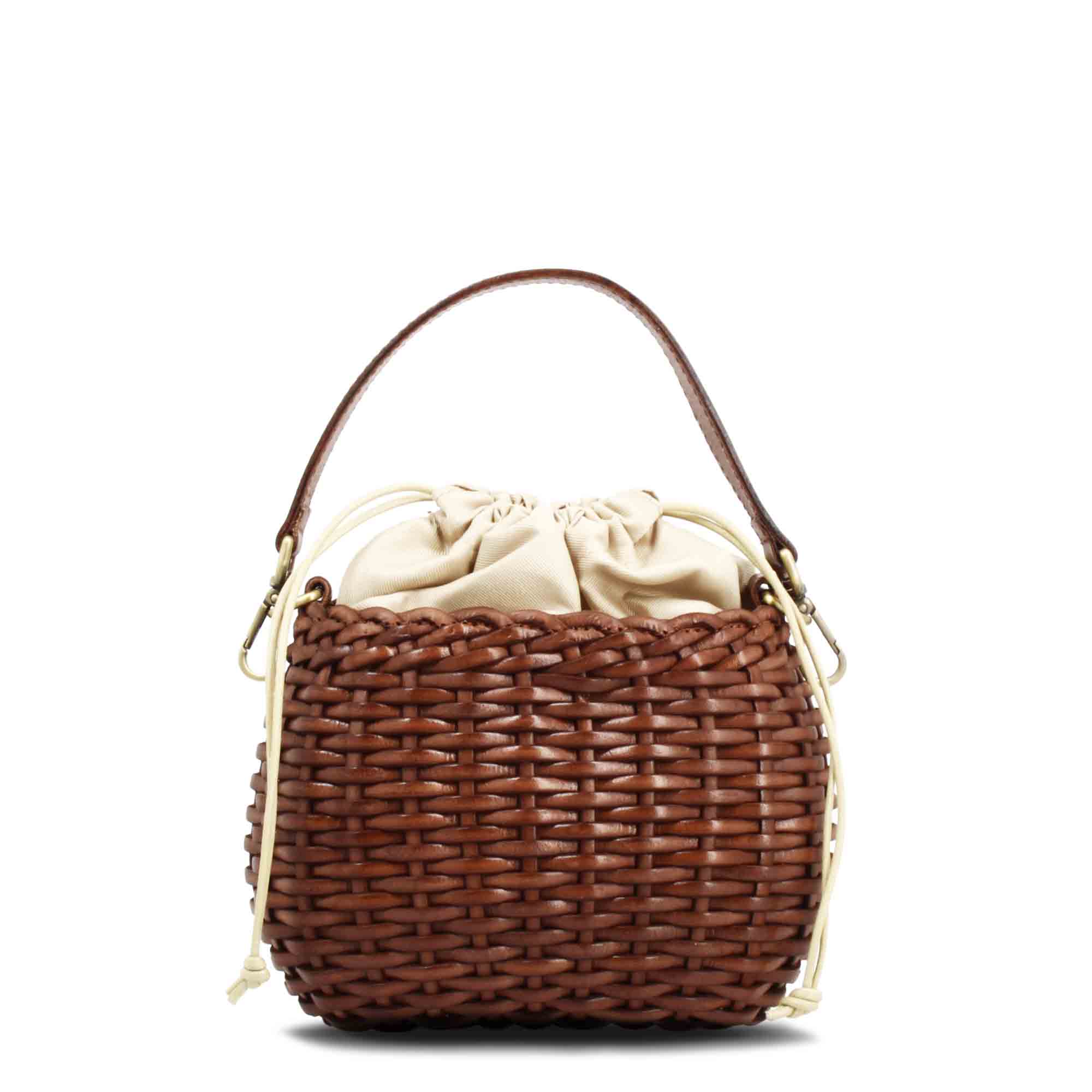 Canestra XS Handcrafted Brown Woven Leather Bag