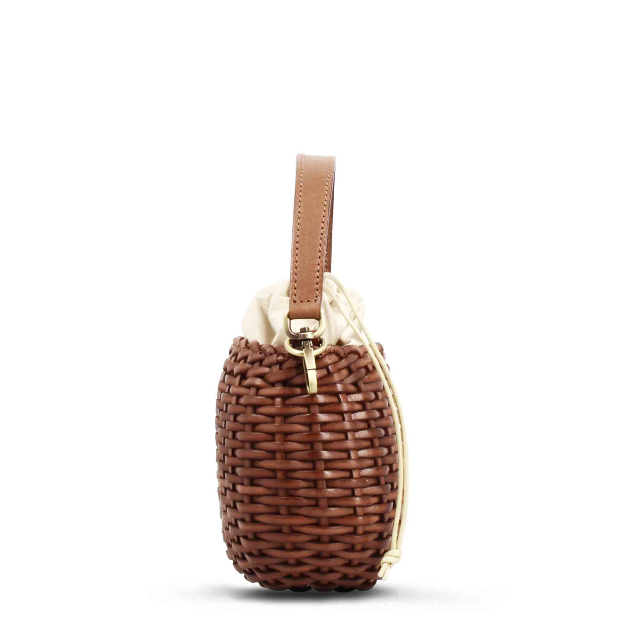 Canestra XS Handcrafted Brown Woven Leather Bag