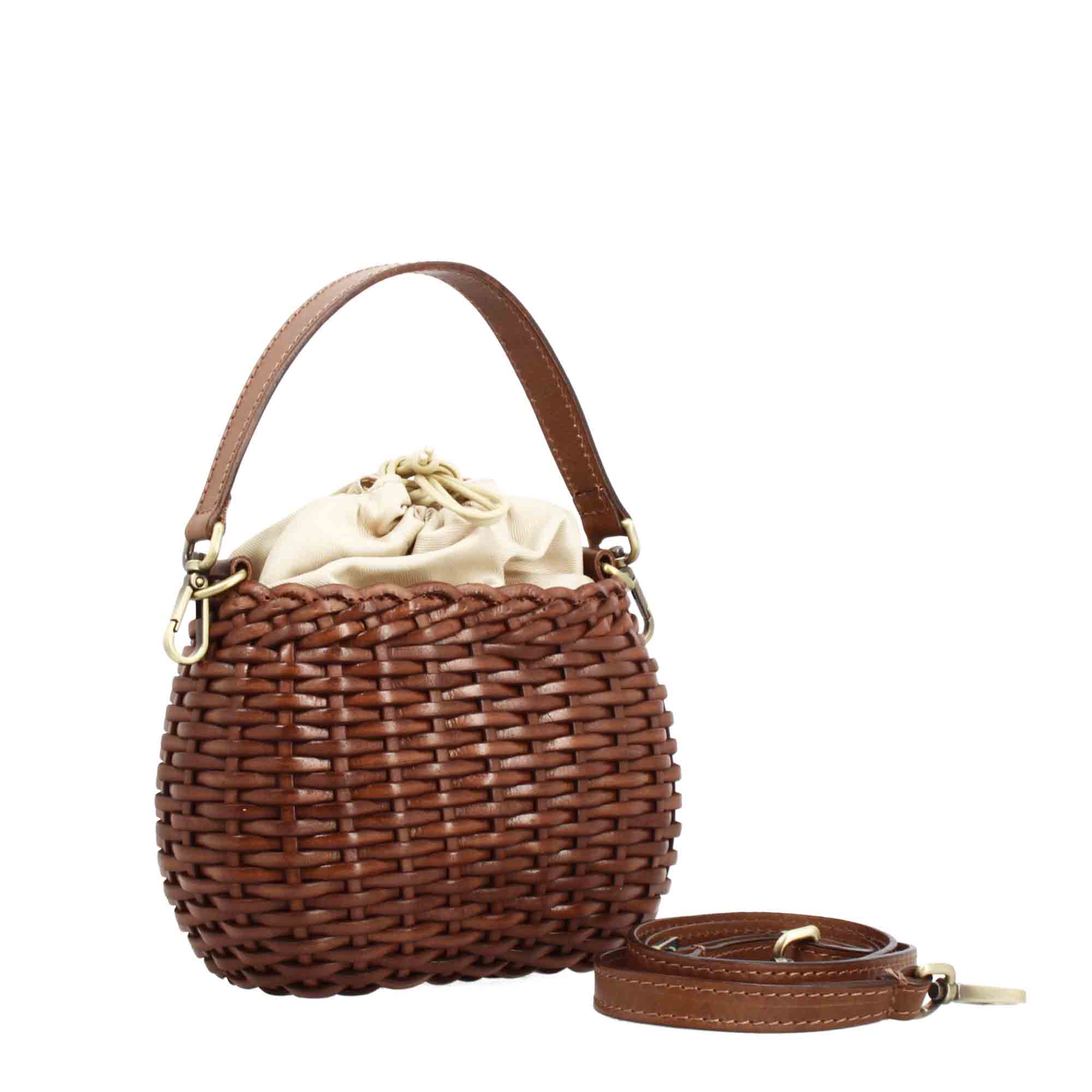 Canestra XS Handcrafted Brown Woven Leather Bag