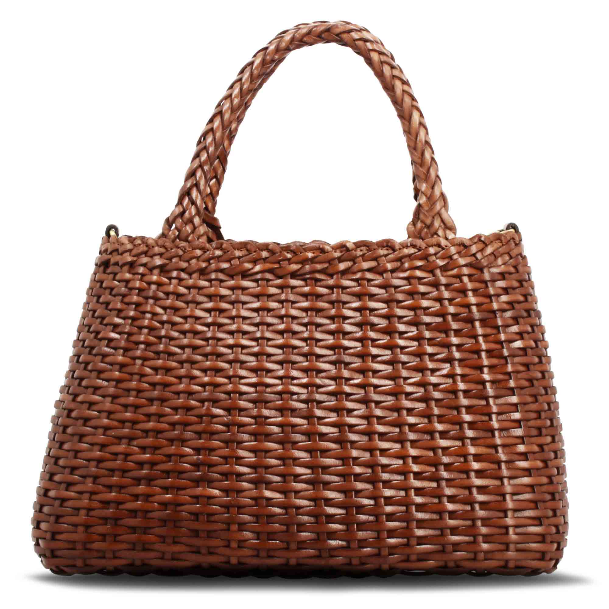 Borsa Canestra XL artigianale in pelle intrecciata marrone