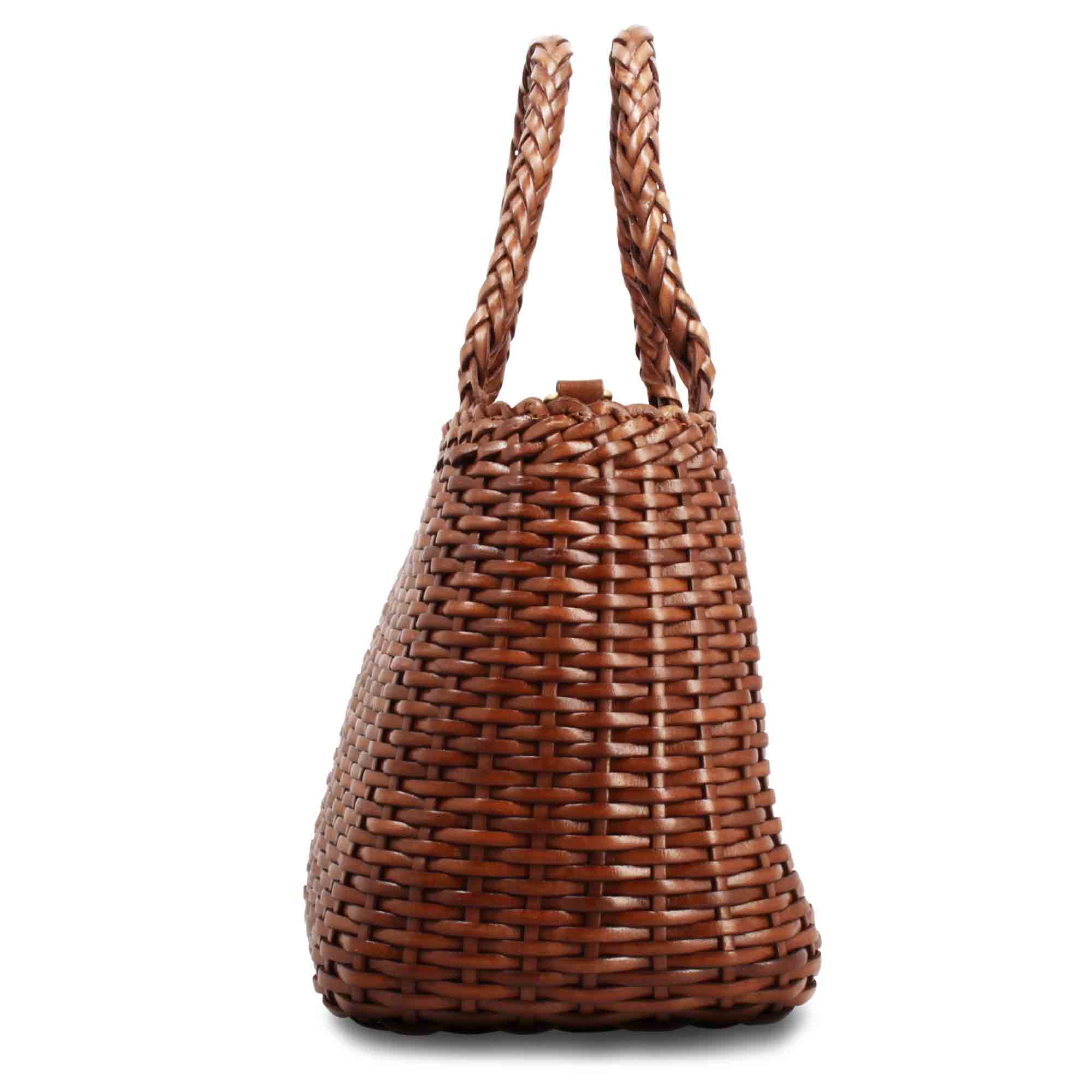 Borsa Canestra XL artigianale in pelle intrecciata marrone