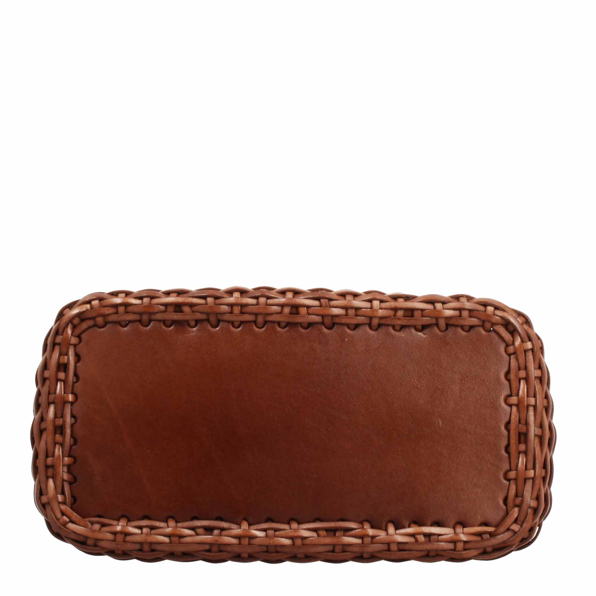 Borsa Canestra XL artigianale in pelle intrecciata marrone