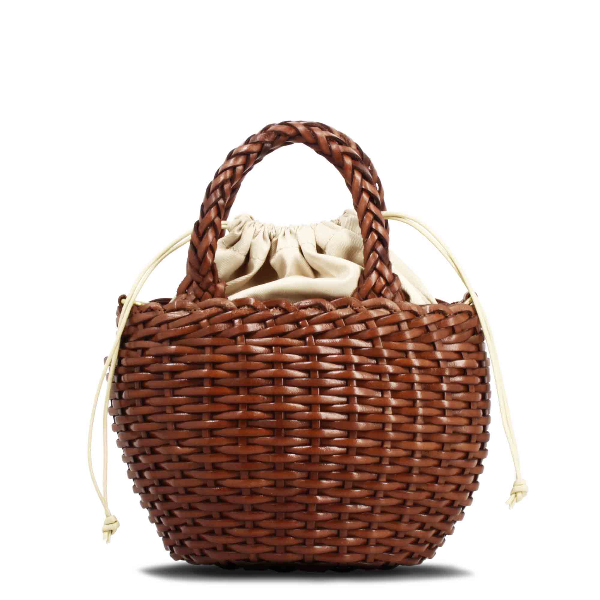 Borsa Canestra M artigianale in pelle intrecciata marrone