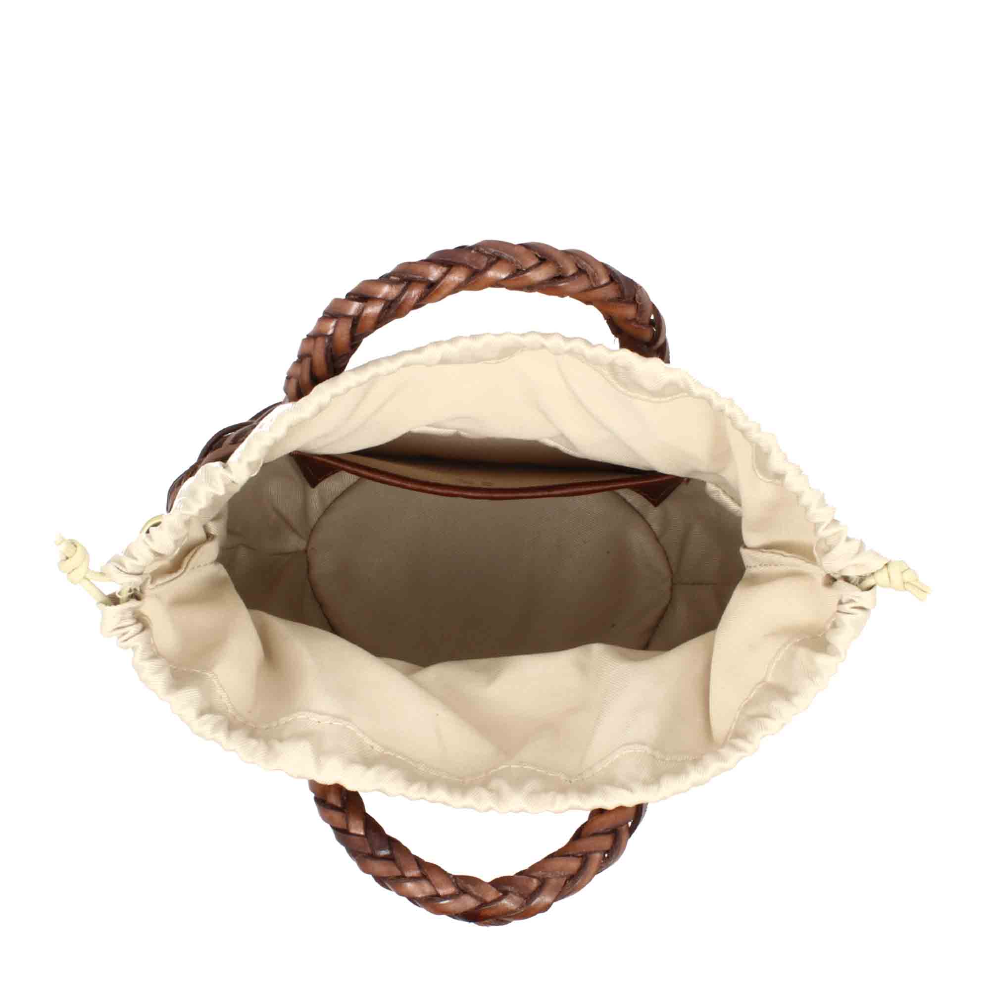 Borsa Canestra M artigianale in pelle intrecciata marrone