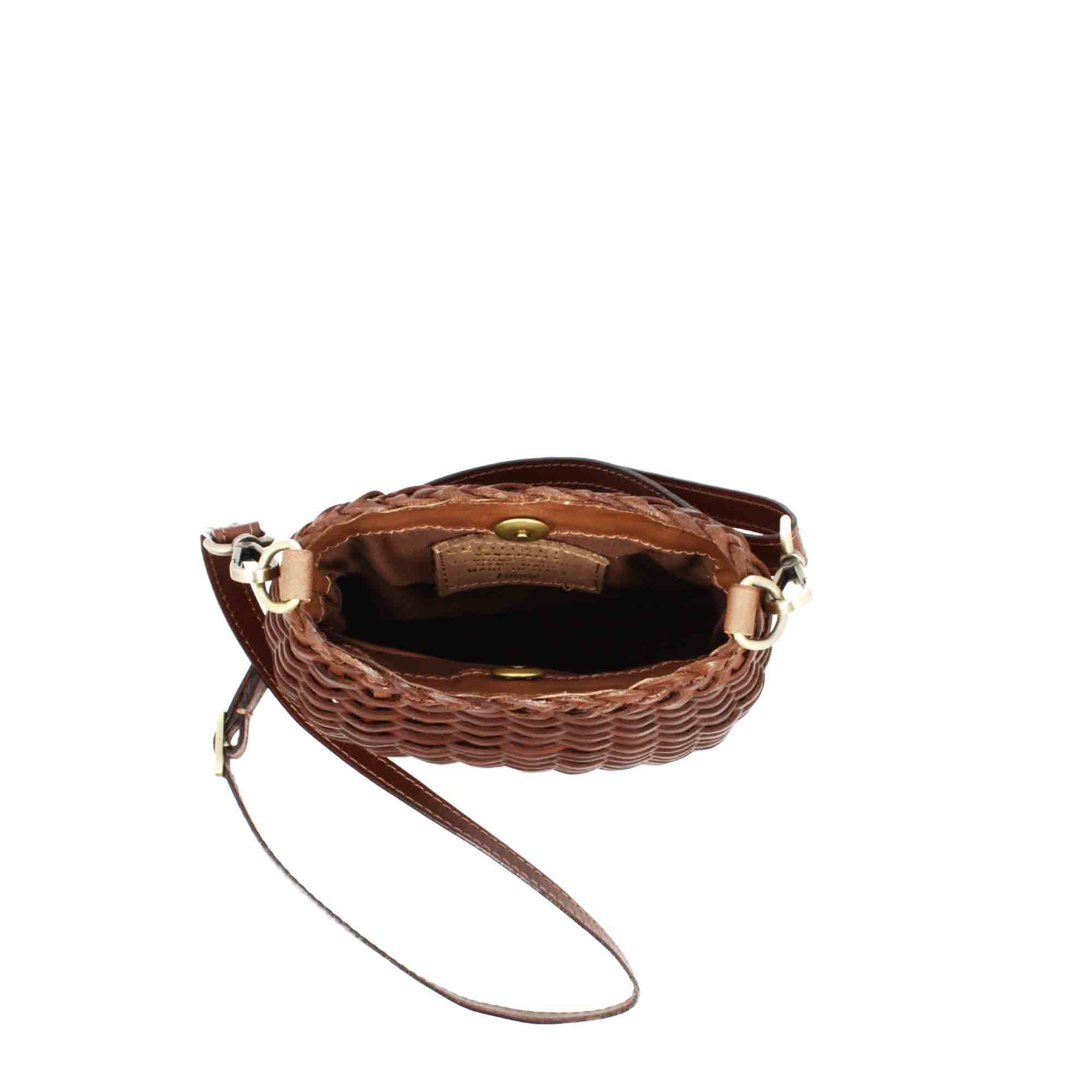 Canestra S Handcrafted Brown Woven Leather Bag