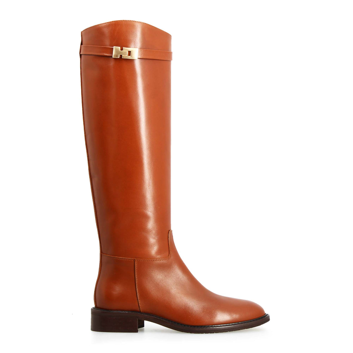 Caracalla - Kniehoher Reitstiefel mit Schnalle braunes Leder