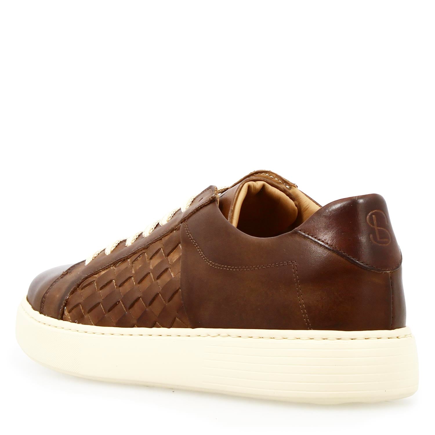 Men's Caronte sneaker in brown woven leather