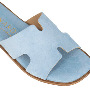 Women's slippers in turquoise suede leather