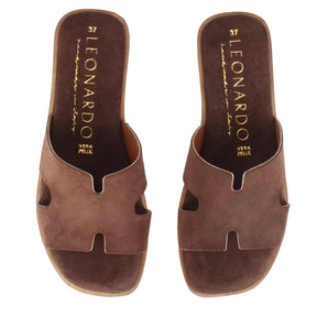 Women's dark brown suede slippers