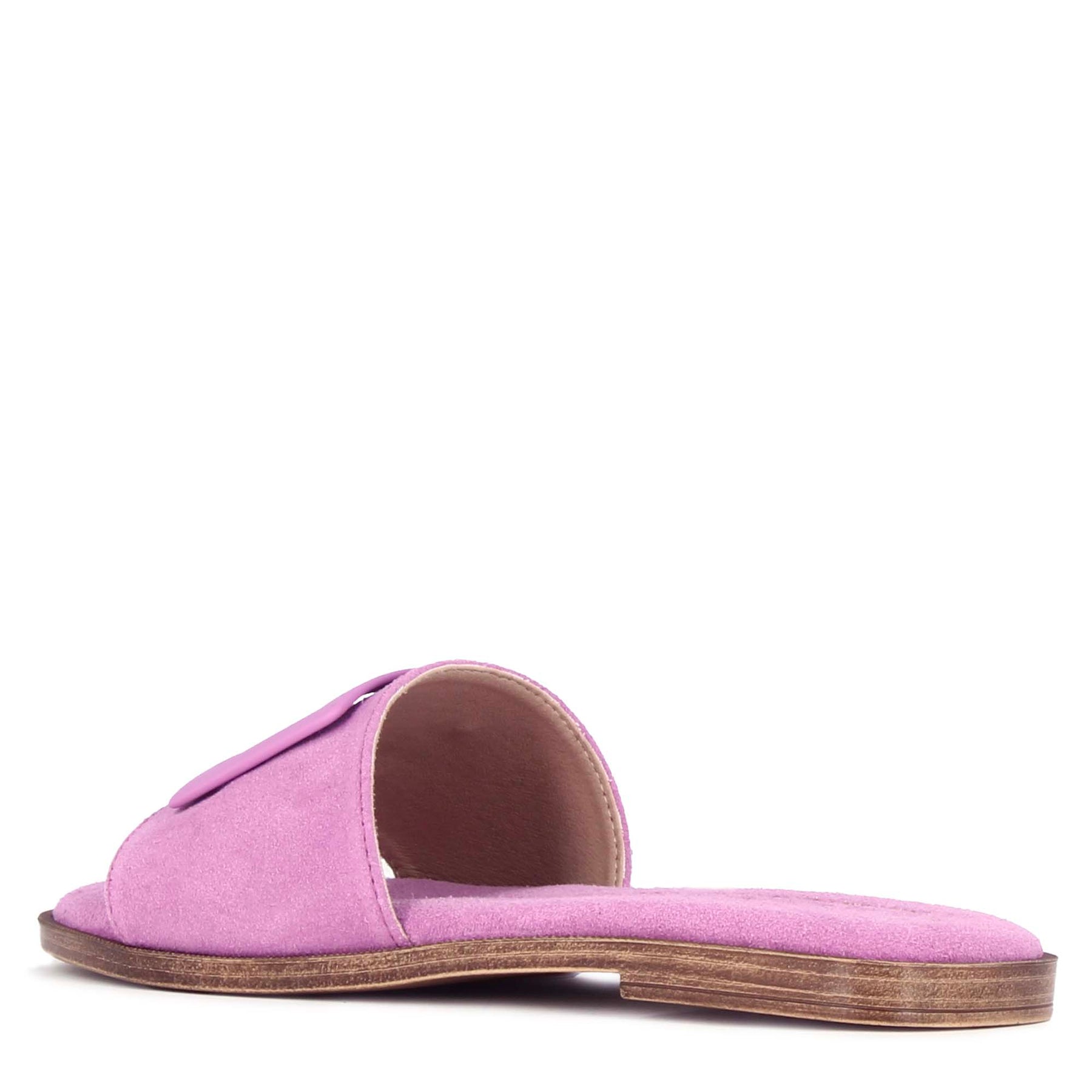 Women's suede slippers with purple band