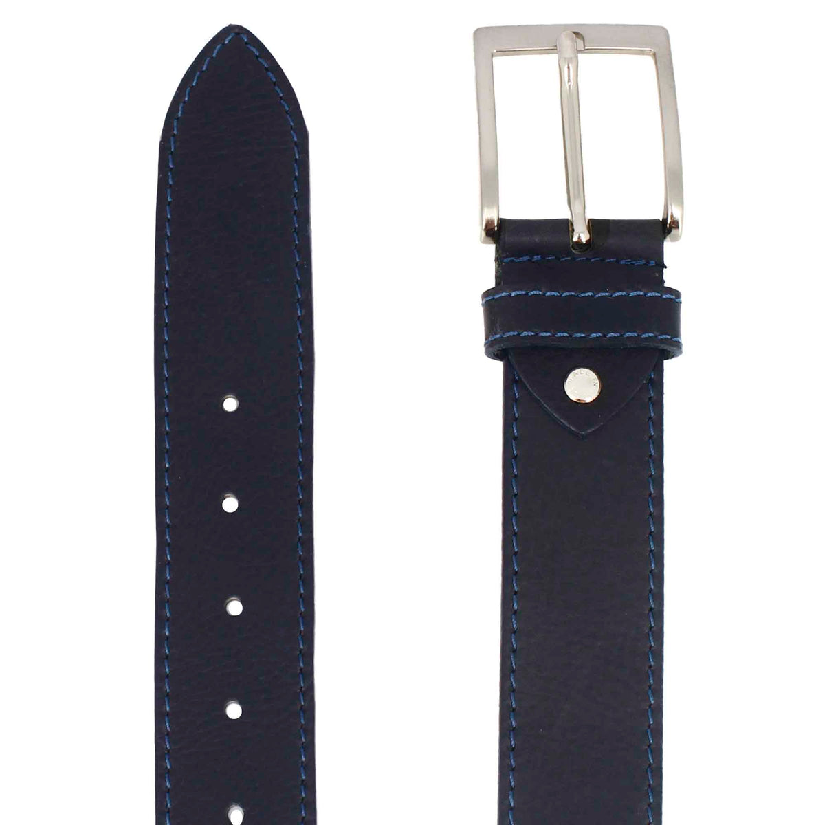 Men's dark blue leather belt