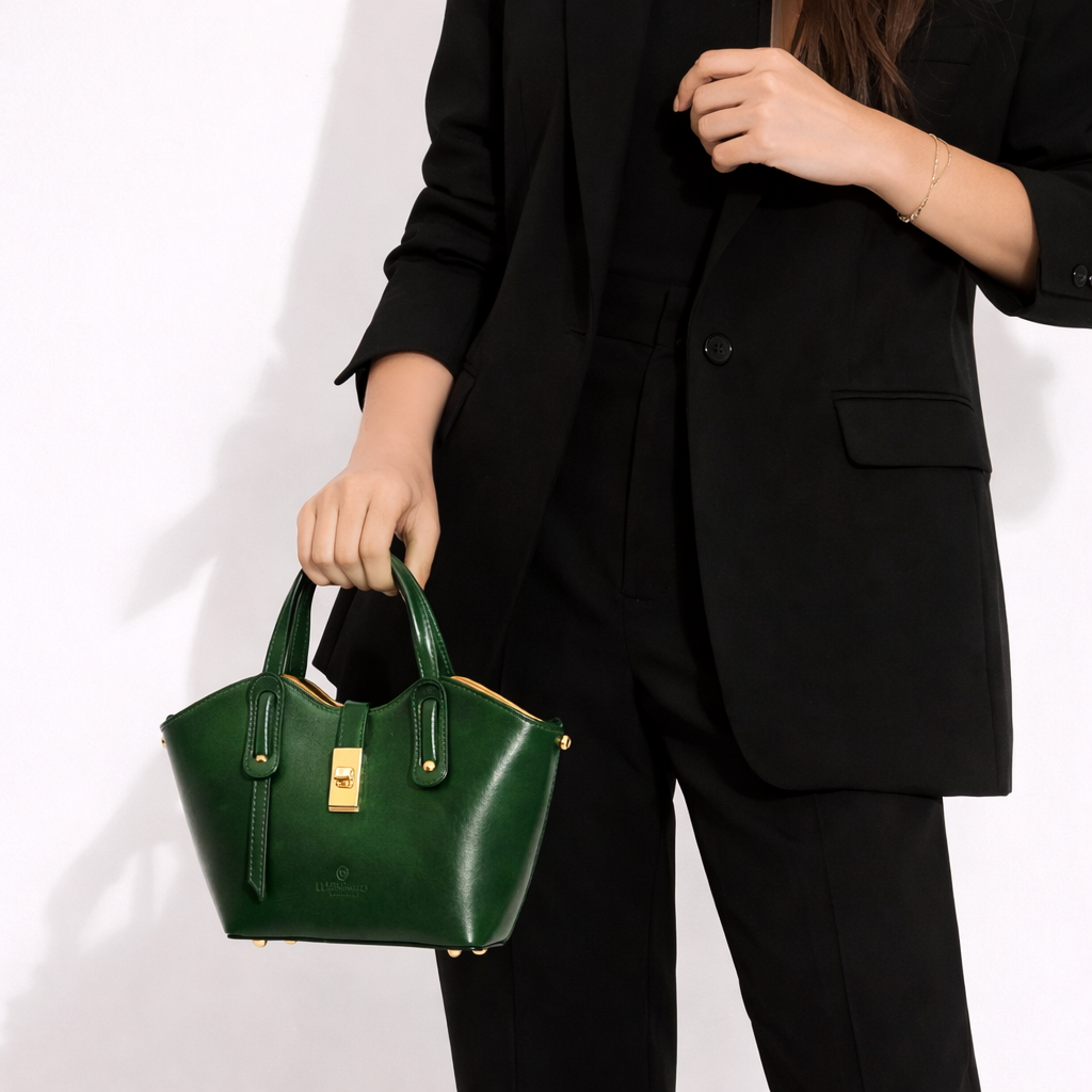 Grüne Damenhandtasche aus Leder Lisa