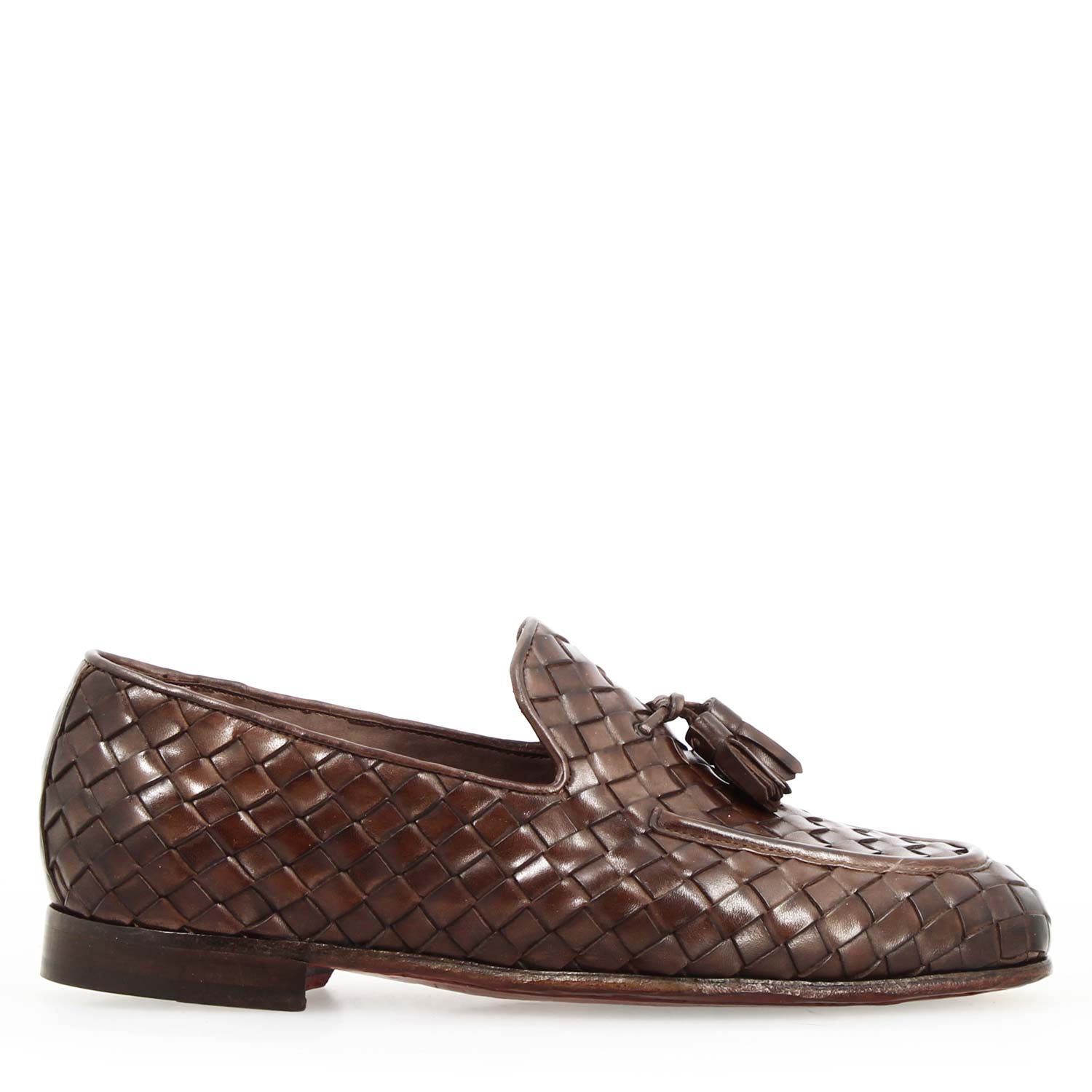 Mocassino Giuliano da uomo in pelle intrecciata moro