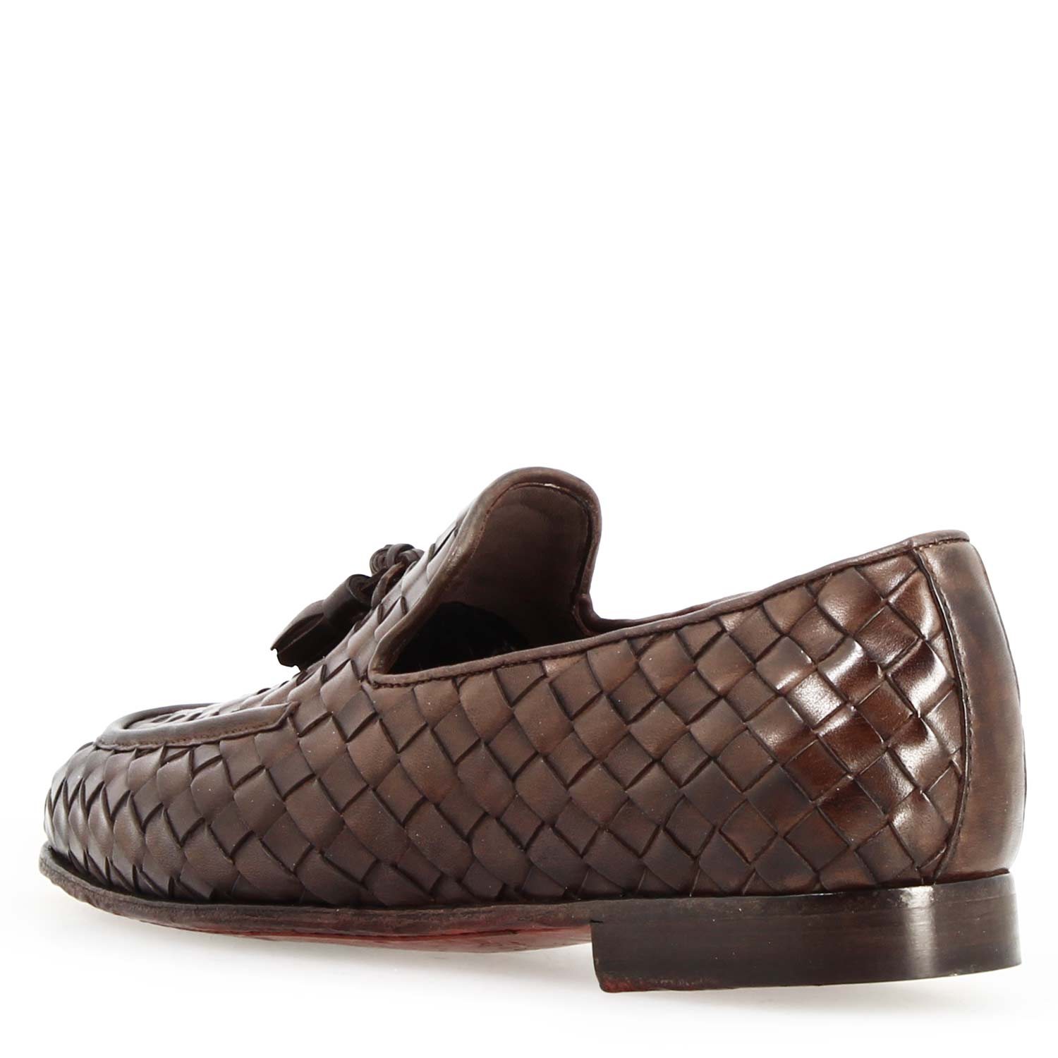 Mocassino Giuliano da uomo in pelle intrecciata moro