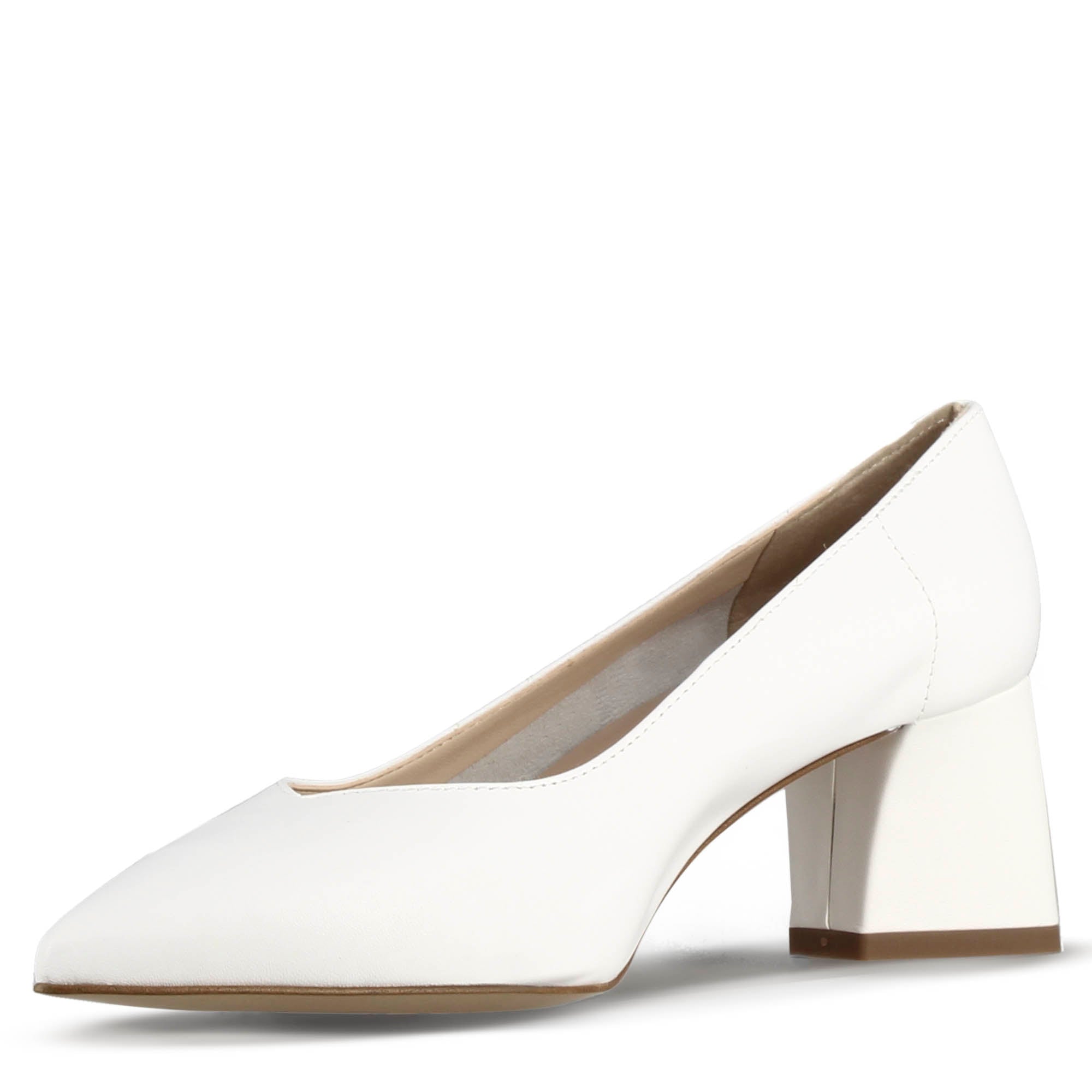 Escarpins pour femmes en cuir blanc à talon moyen