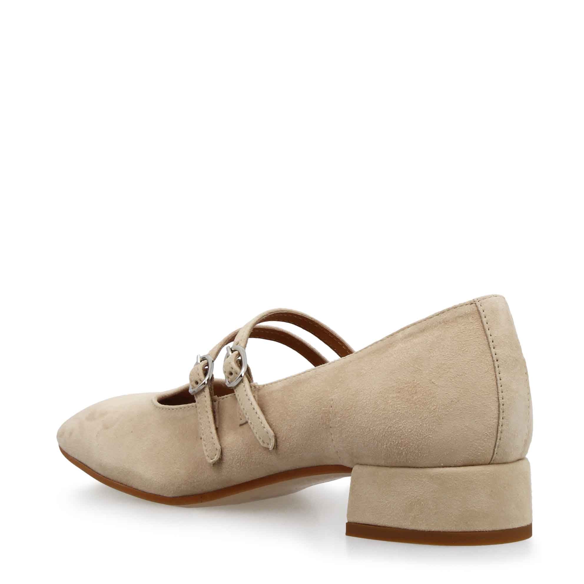 Décolleté Mary Jane in pelle scamosciata colore beige