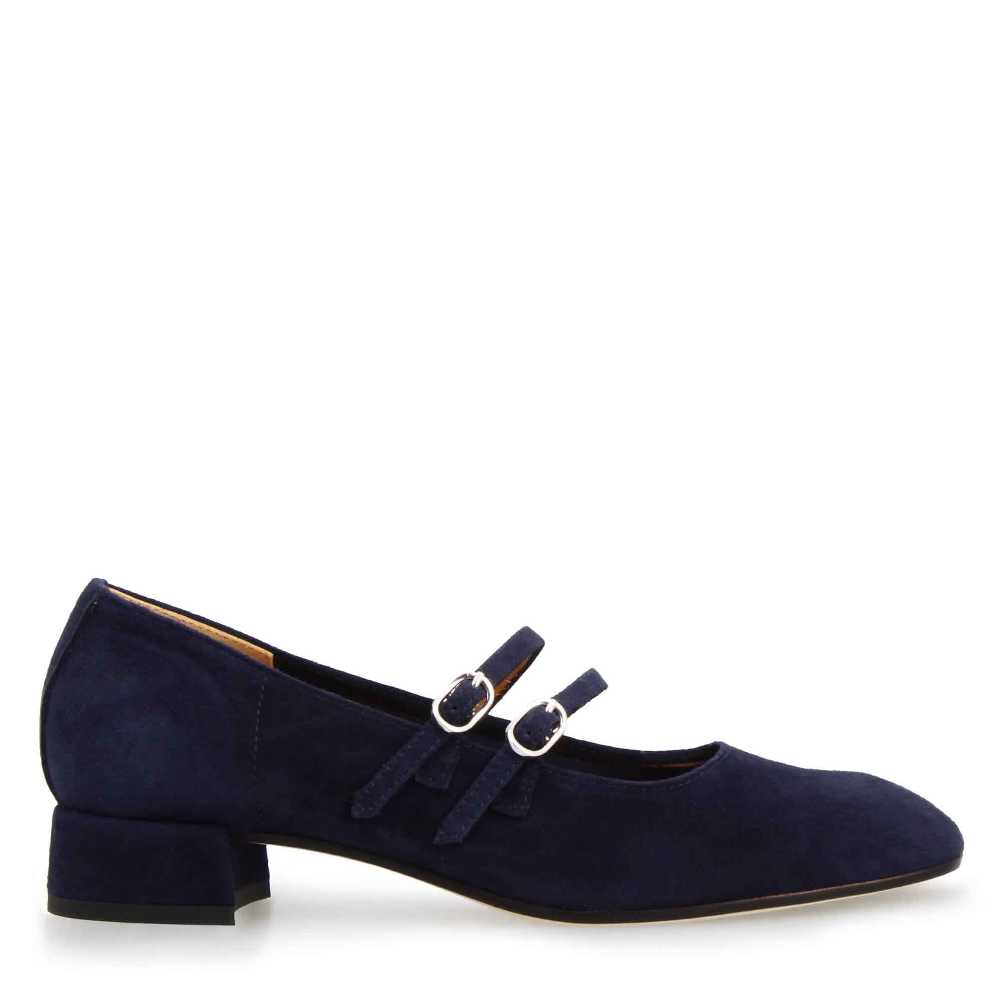 Escarpins Mary Jane en daim bleu