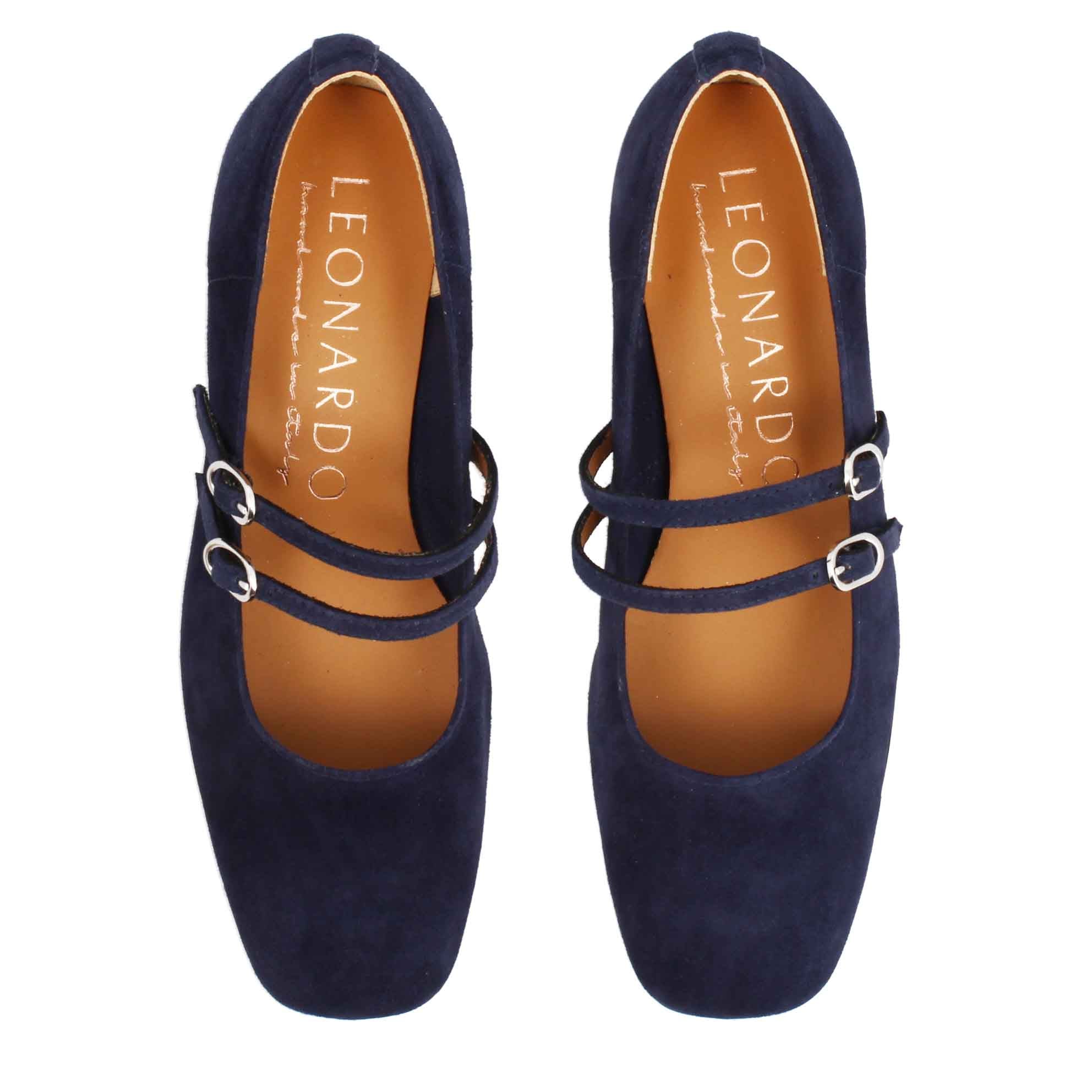 Escarpins Mary Jane en daim bleu
