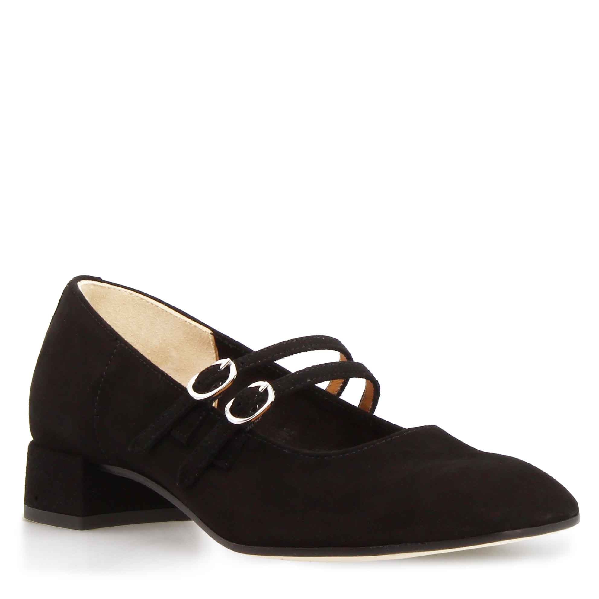 Escarpins Mary Jane en daim noir