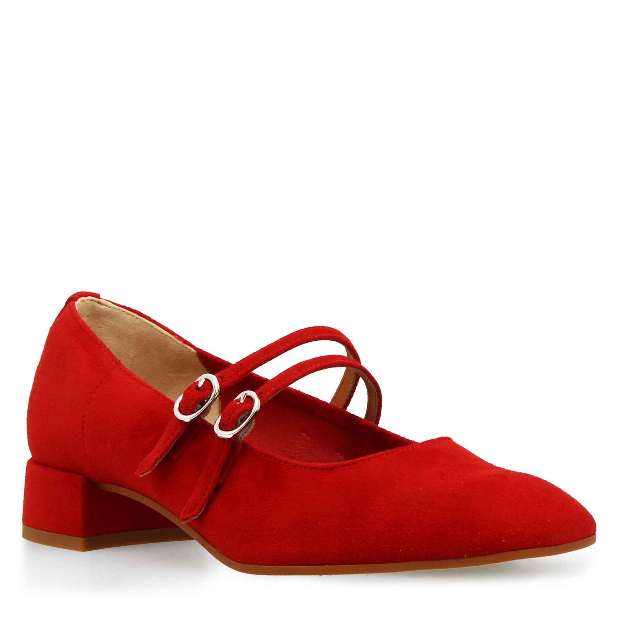 Escarpins Mary Jane en daim rouge