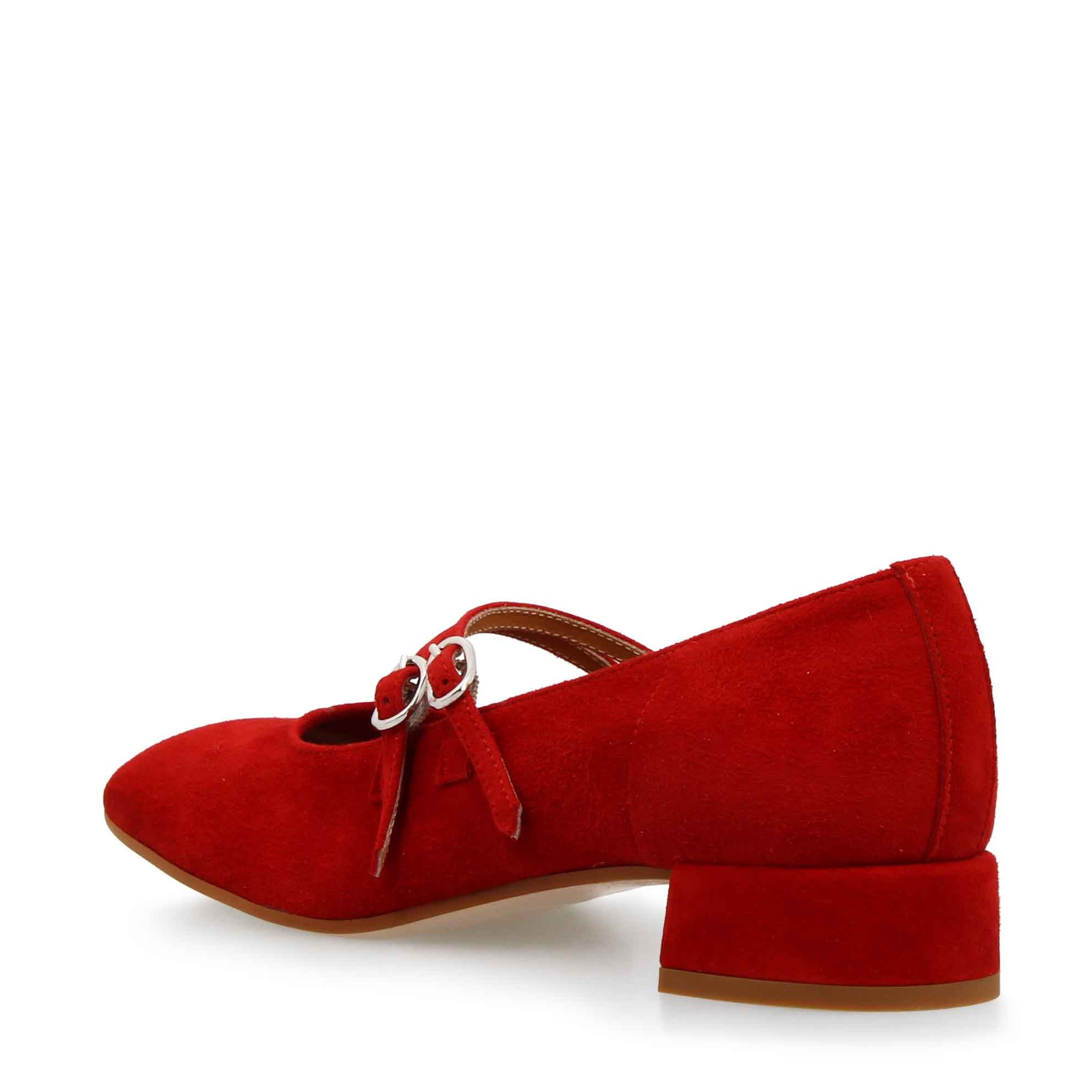 Escarpins Mary Jane en daim rouge