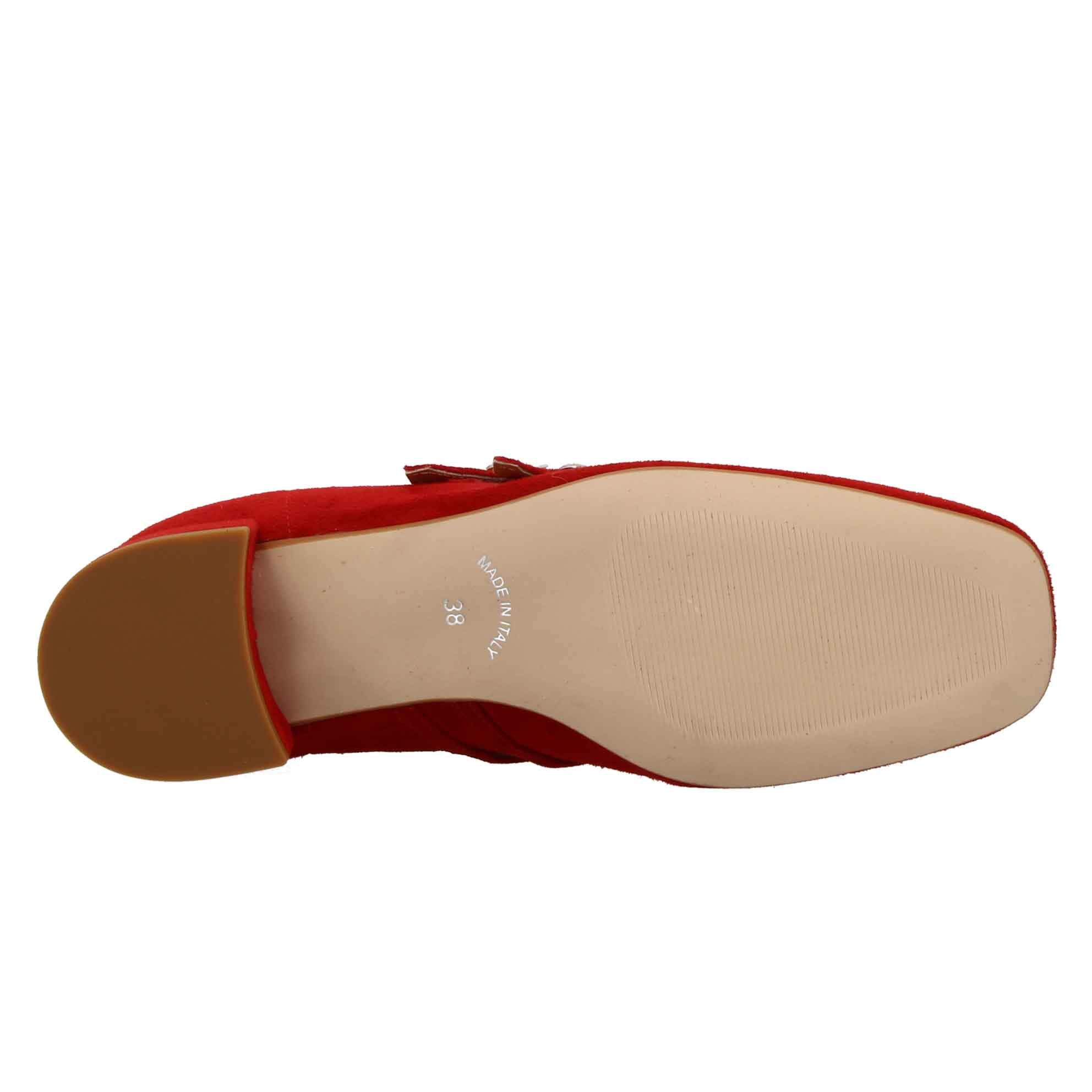 Escarpins Mary Jane en daim rouge