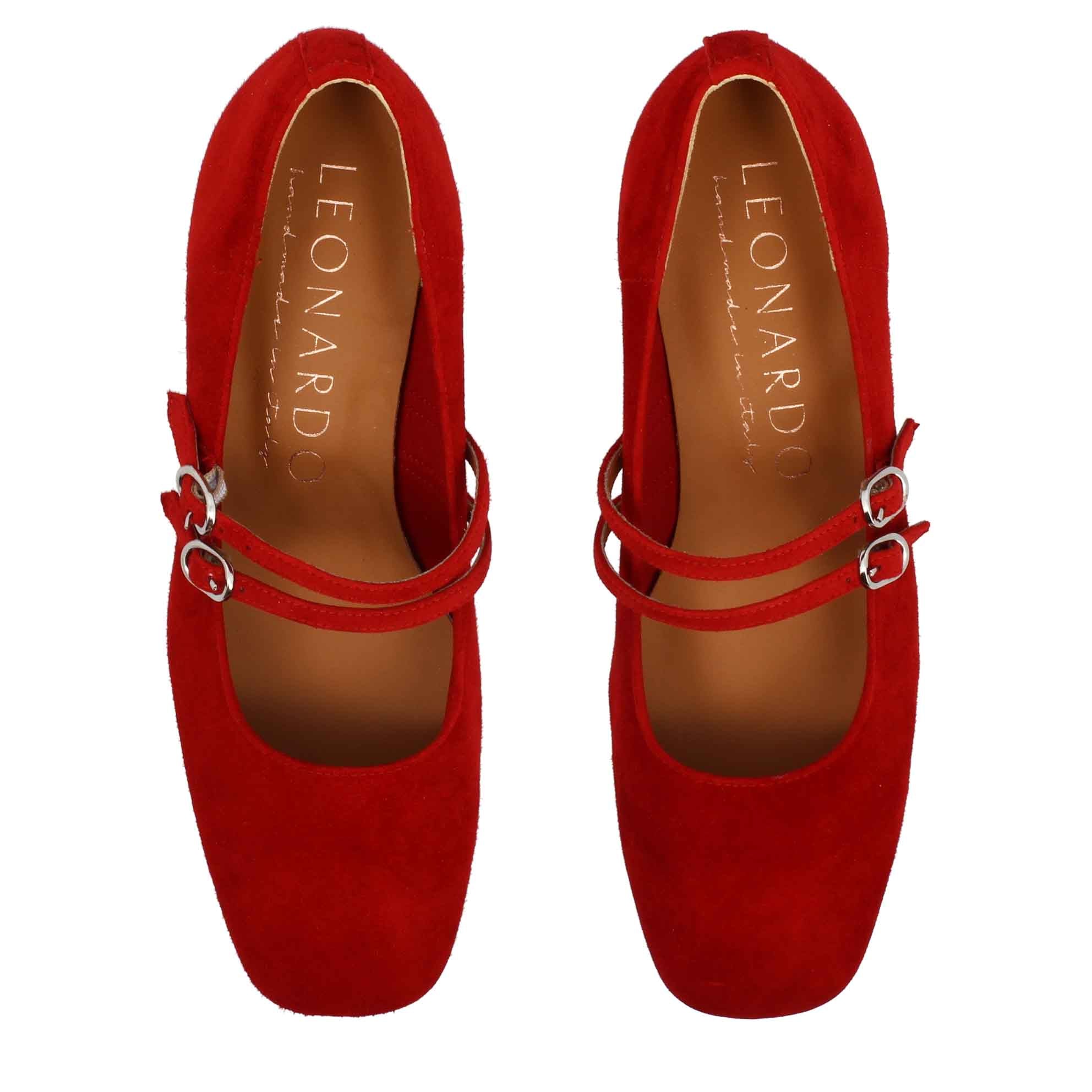 Escarpins Mary Jane en daim rouge