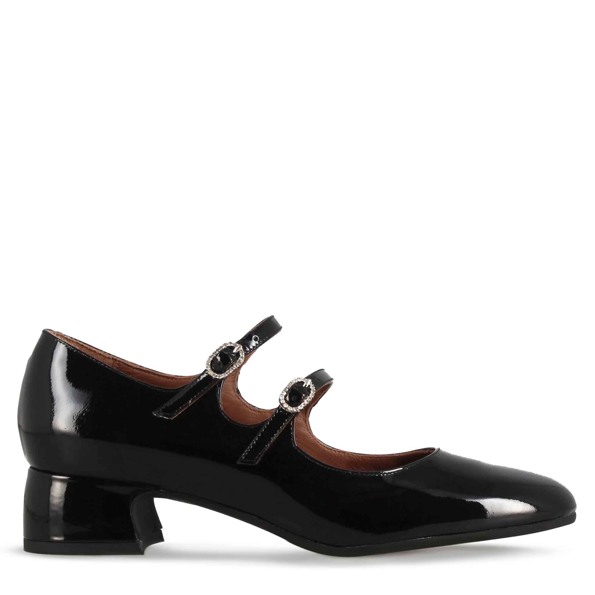 Décolleté Mary Jane en cuir verni noir