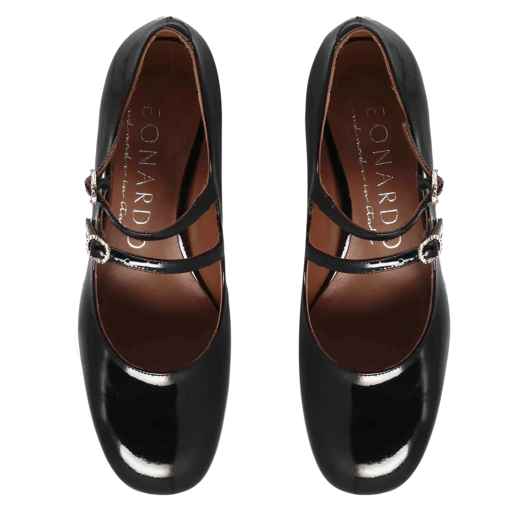 Décolleté Mary Jane en cuir verni noir