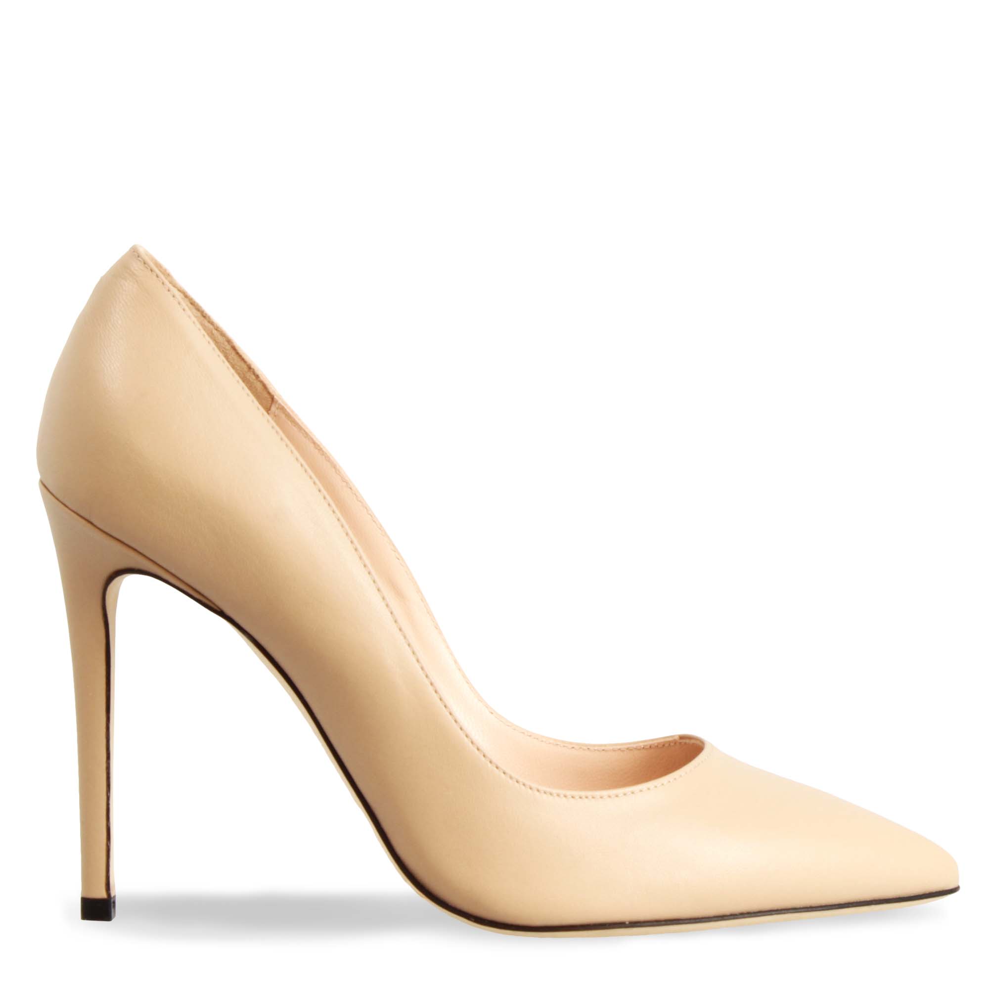 Décolleté con tacco alto eleganti da donna fatte a mano in pelle beige - LeonardoShoes