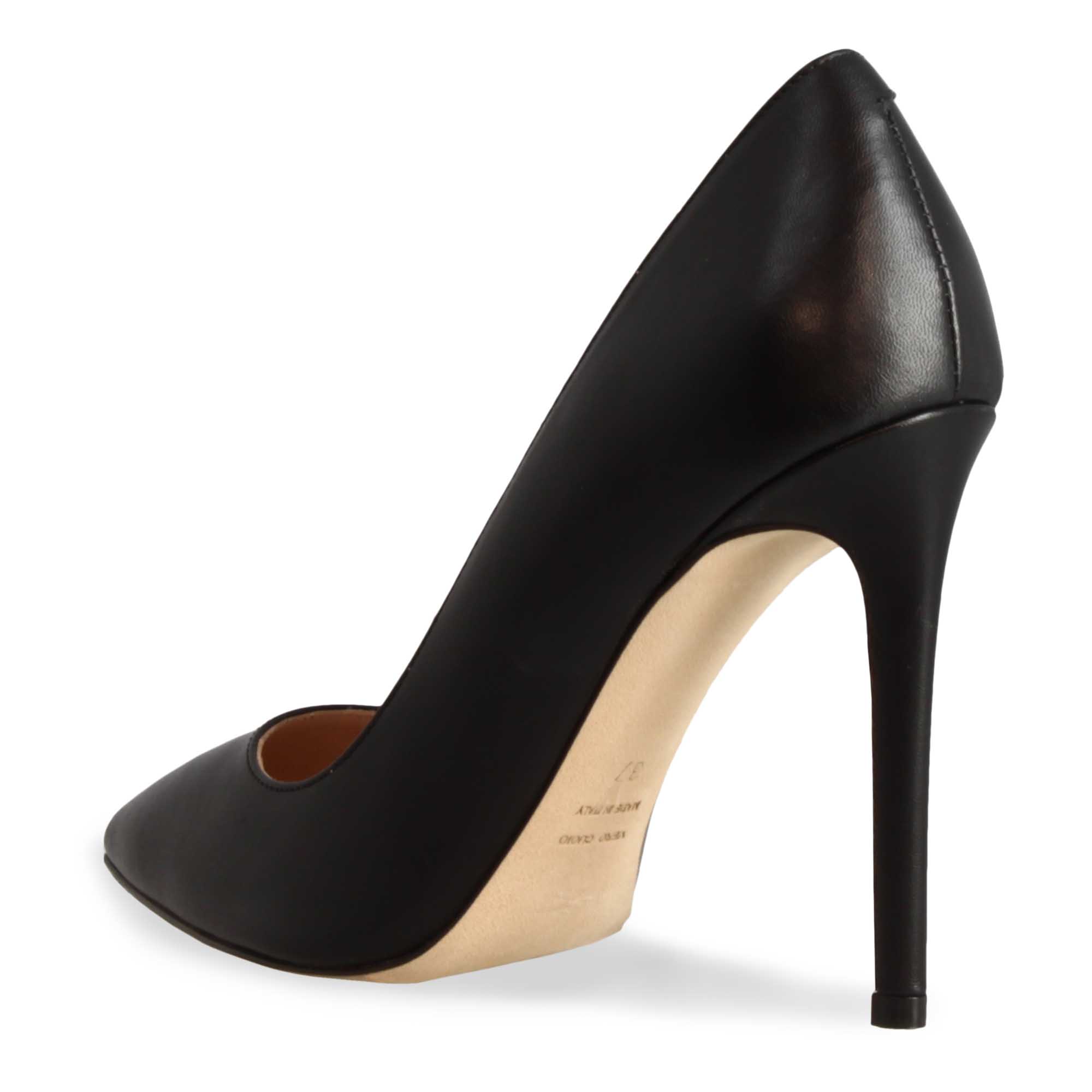 Décolleté con tacco alto eleganti da donna fatte a mano in pelle nera - LeonardoShoes