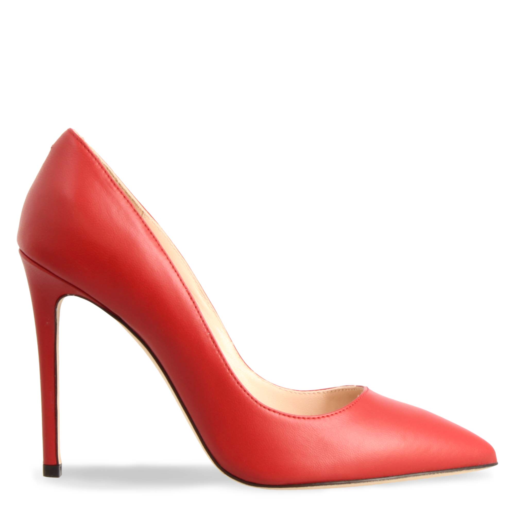 Décolleté con tacco alto eleganti da donna fatte a mano in pelle rossa - LeonardoShoes