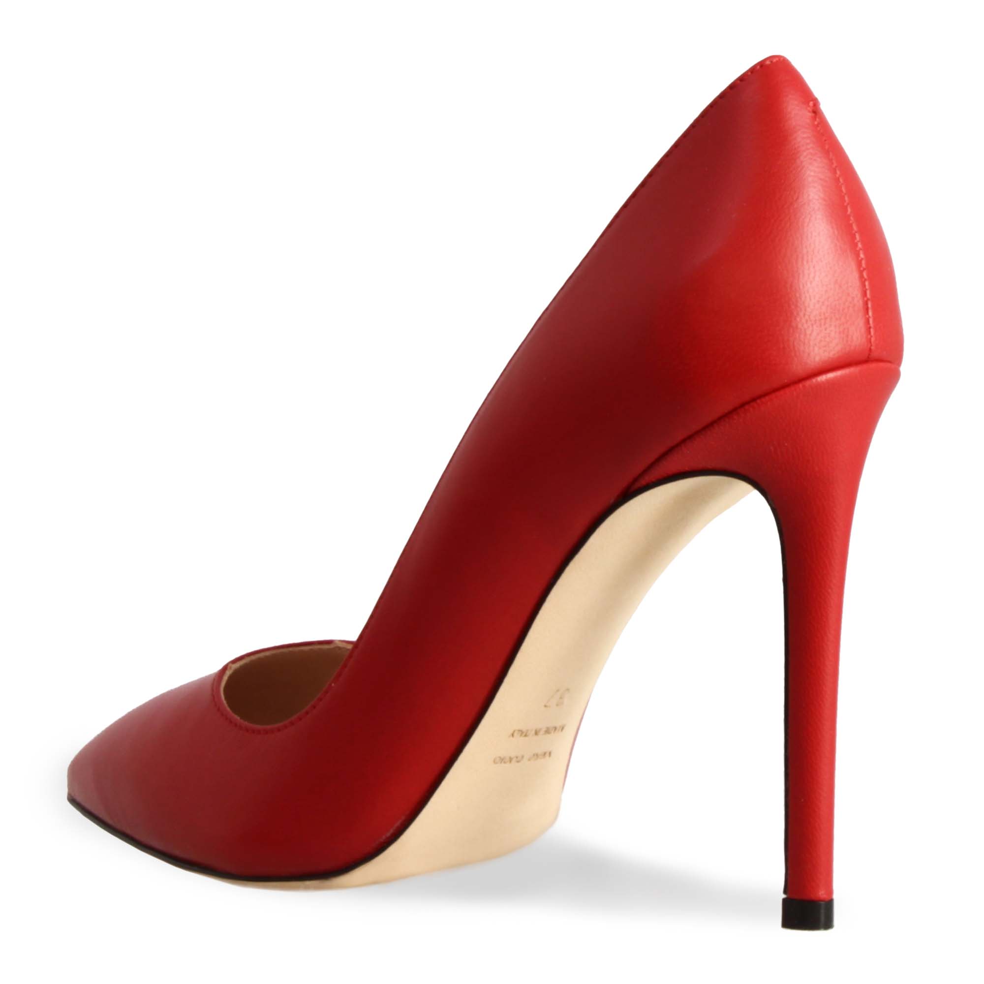 Décolleté con tacco alto eleganti da donna fatte a mano in pelle rossa - LeonardoShoes