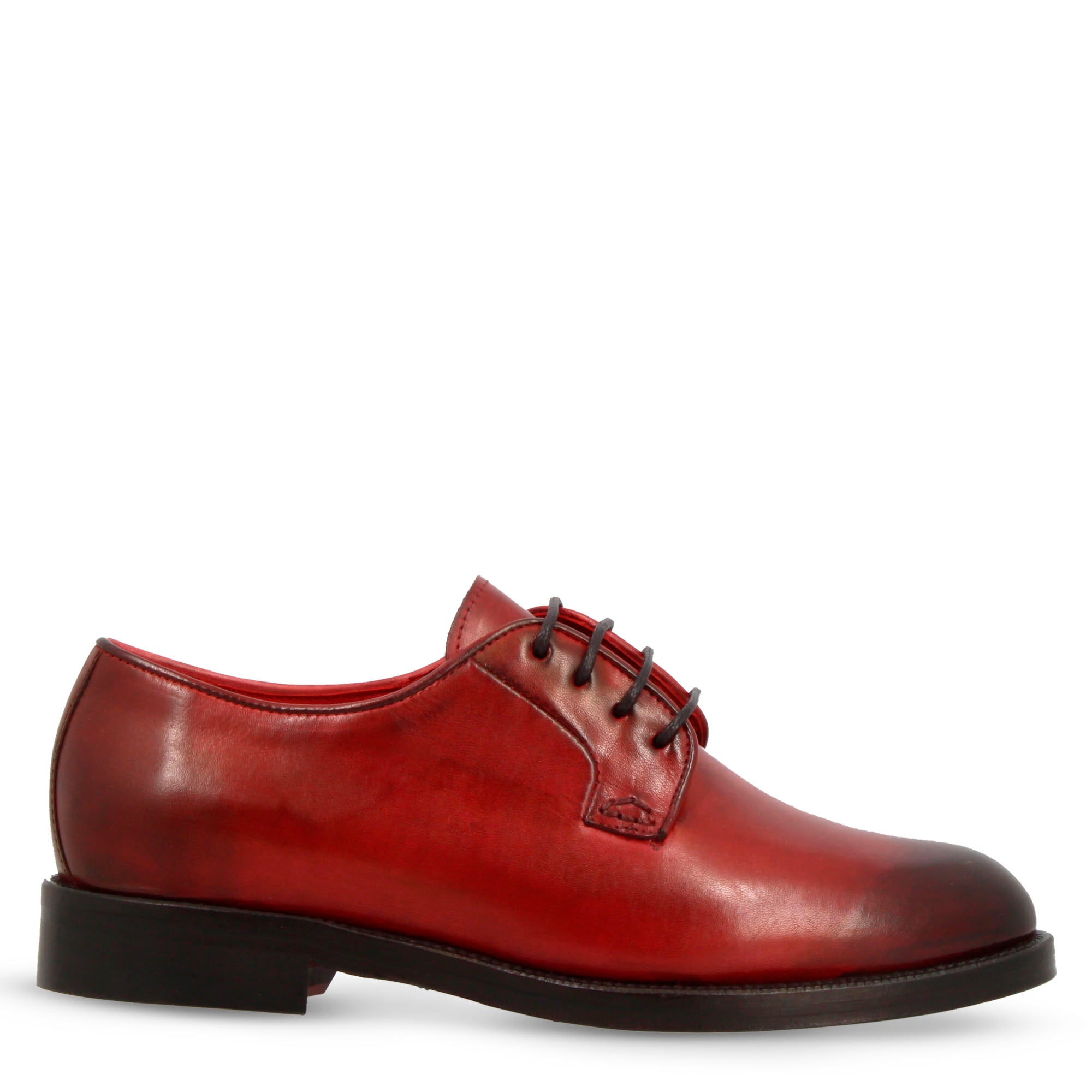 Derby da donna liscio in pelle colore bordeaux