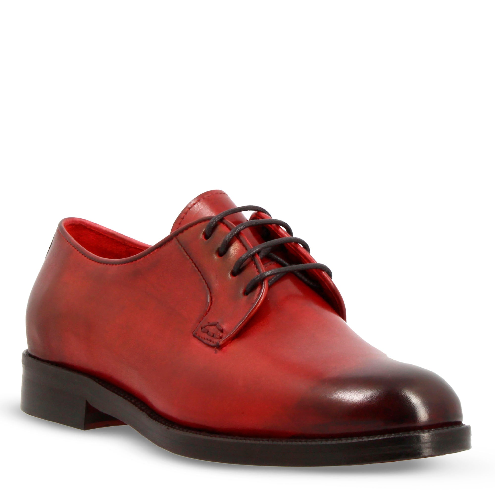 Derby da donna liscio in pelle colore bordeaux